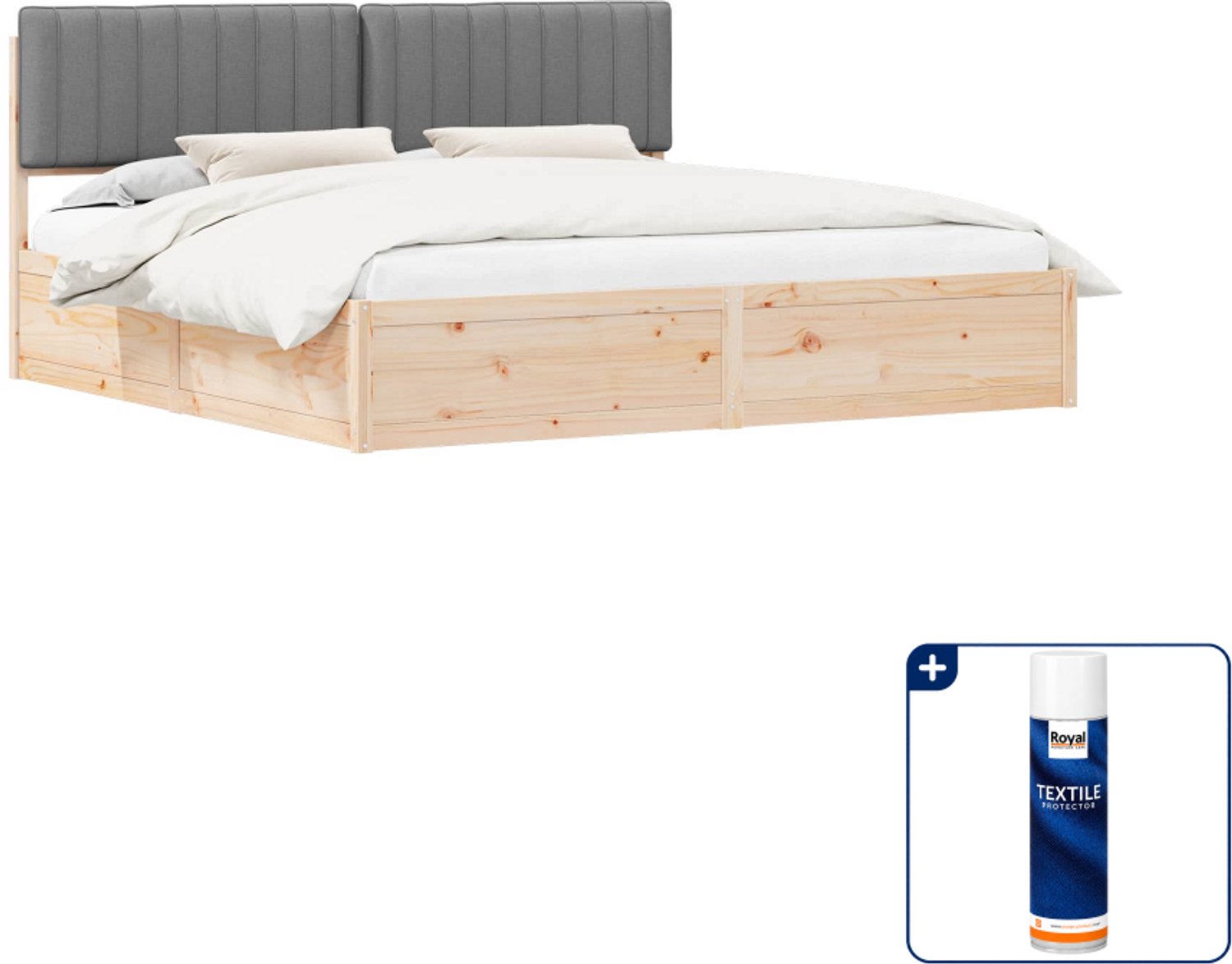 vidaXL bedframe - 200 x 200 cm - lichtgrijs - Inclusief textielbeschermer 500 ml Middelgrijs