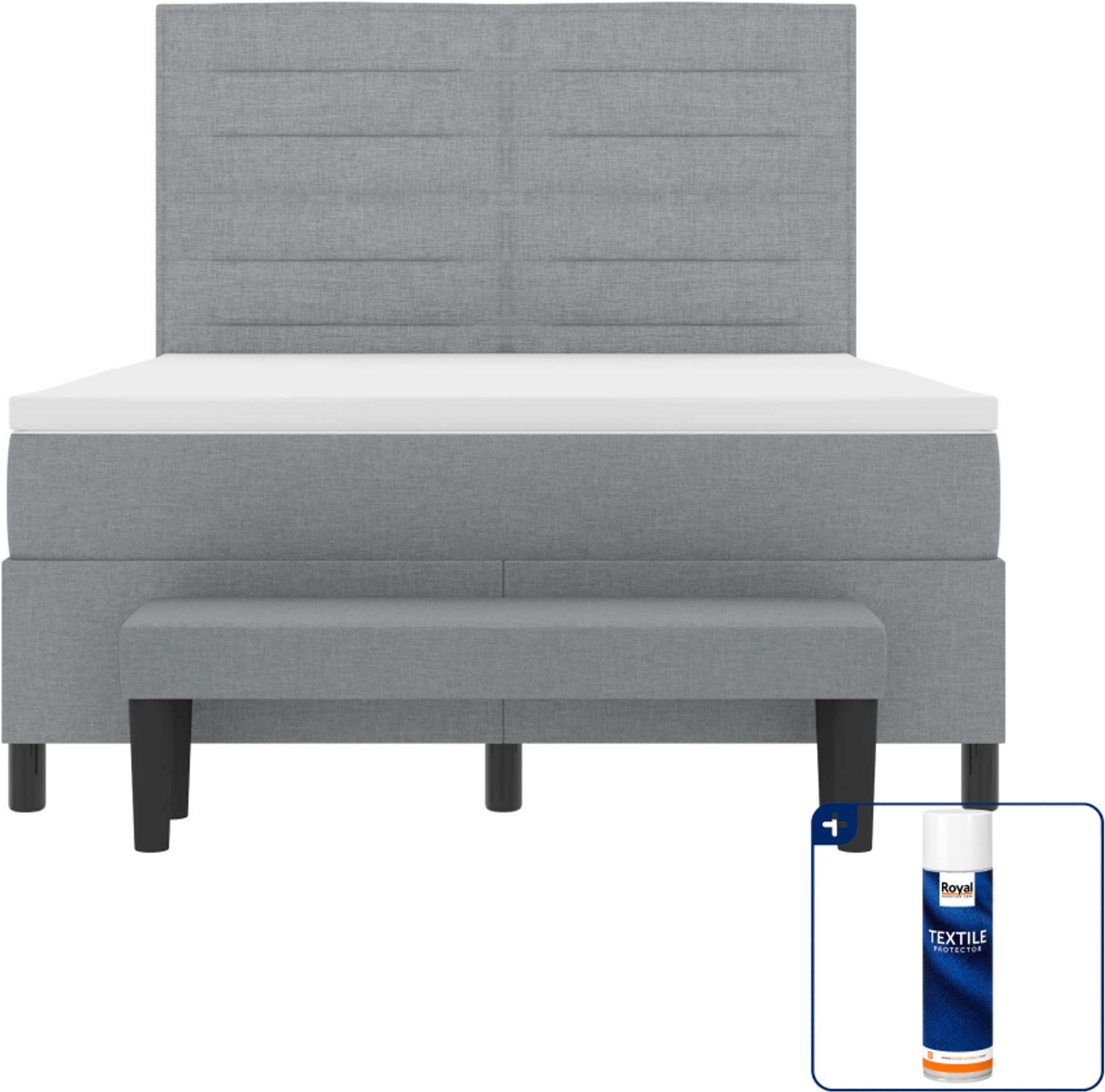 vidaXL boxspringbed - 140 x 190 cm - lichtgrijs - Inclusief textielbeschermer 500 ml