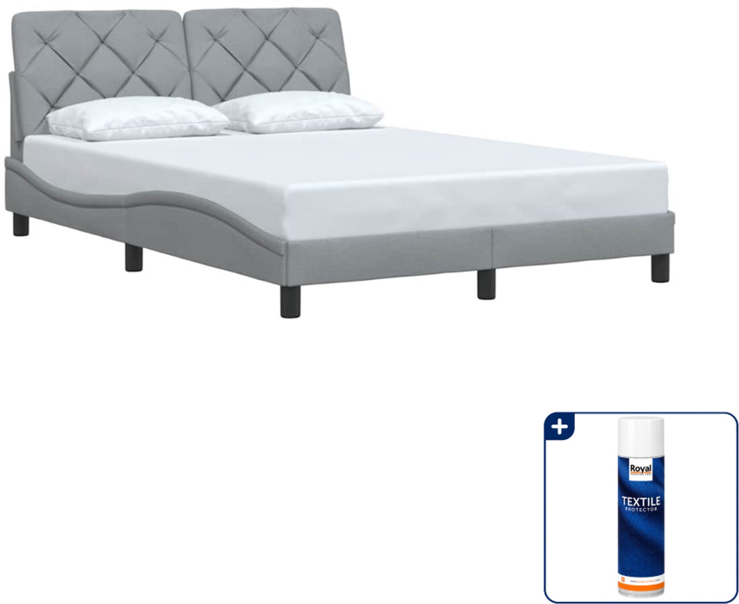 vidaXL bedframe - Small double - 140 x 200 cm - lichtgrijs - Inclusief textielbeschermer 500 ml Bruin