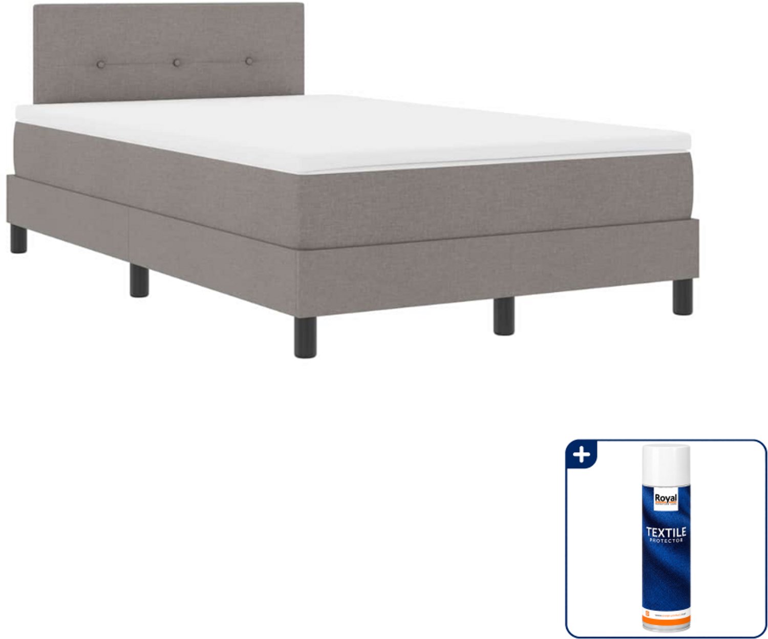 vidaXL boxspring bed - 120 x 200 cm - stof - taupe - Inclusief textielbeschermer 500 ml