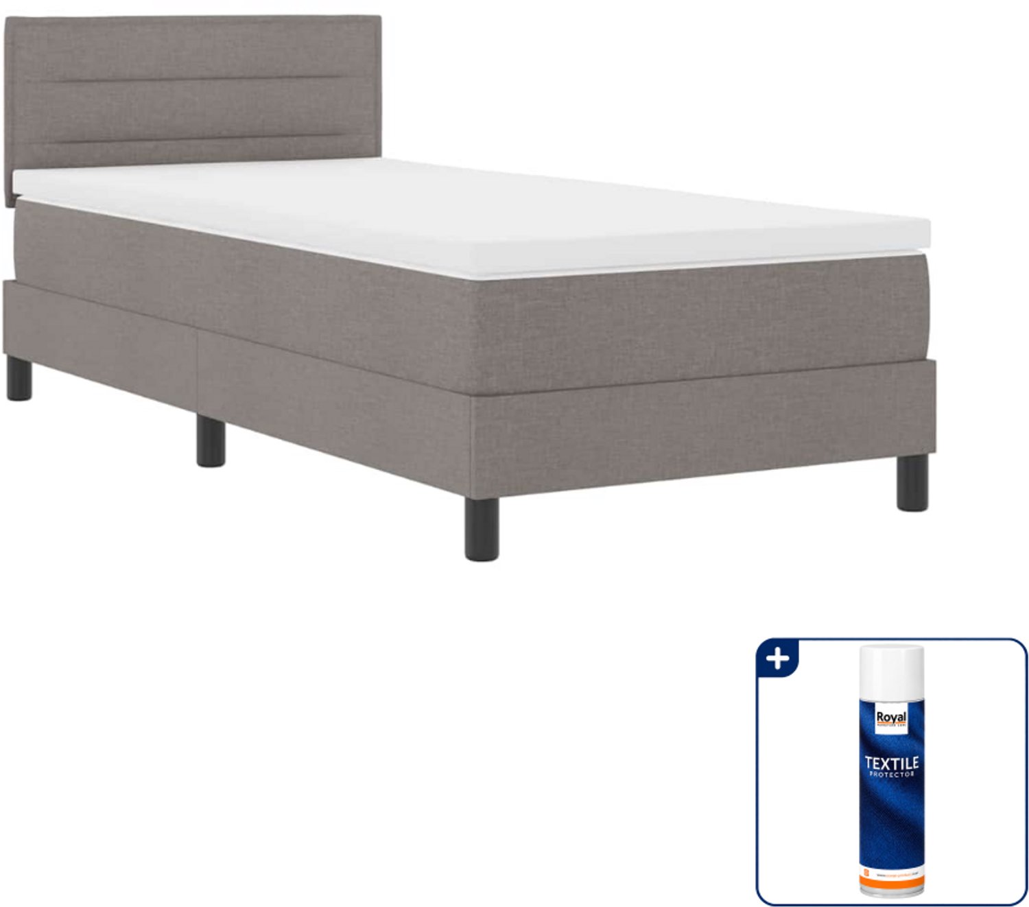 vidaXL boxspring bed - 90 x 190 cm - stof - taupe - Inclusief textielbeschermer 500 ml