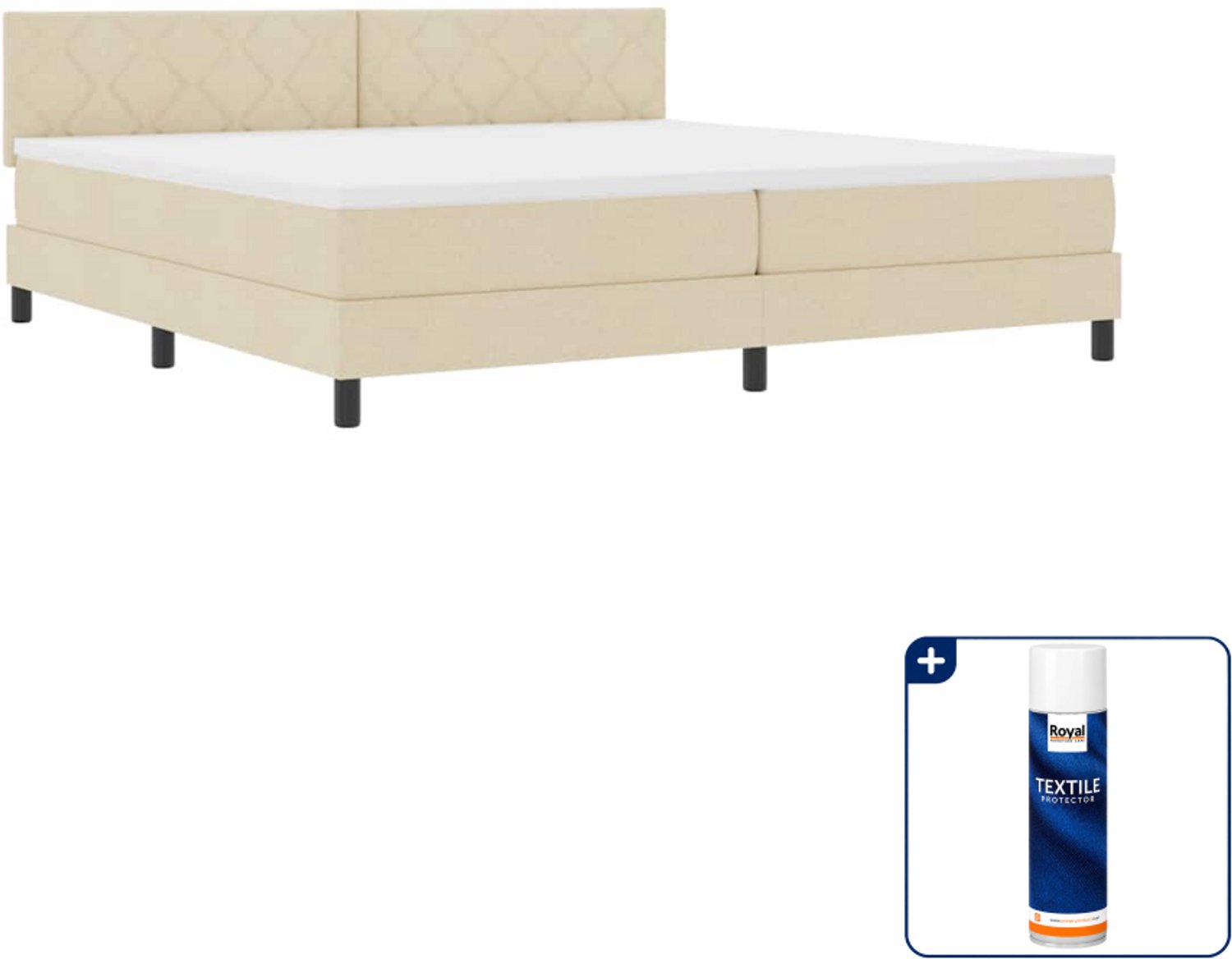 vidaXL boxspring - 200 x 200 cm - crème - Inclusief textielbeschermer 500 ml