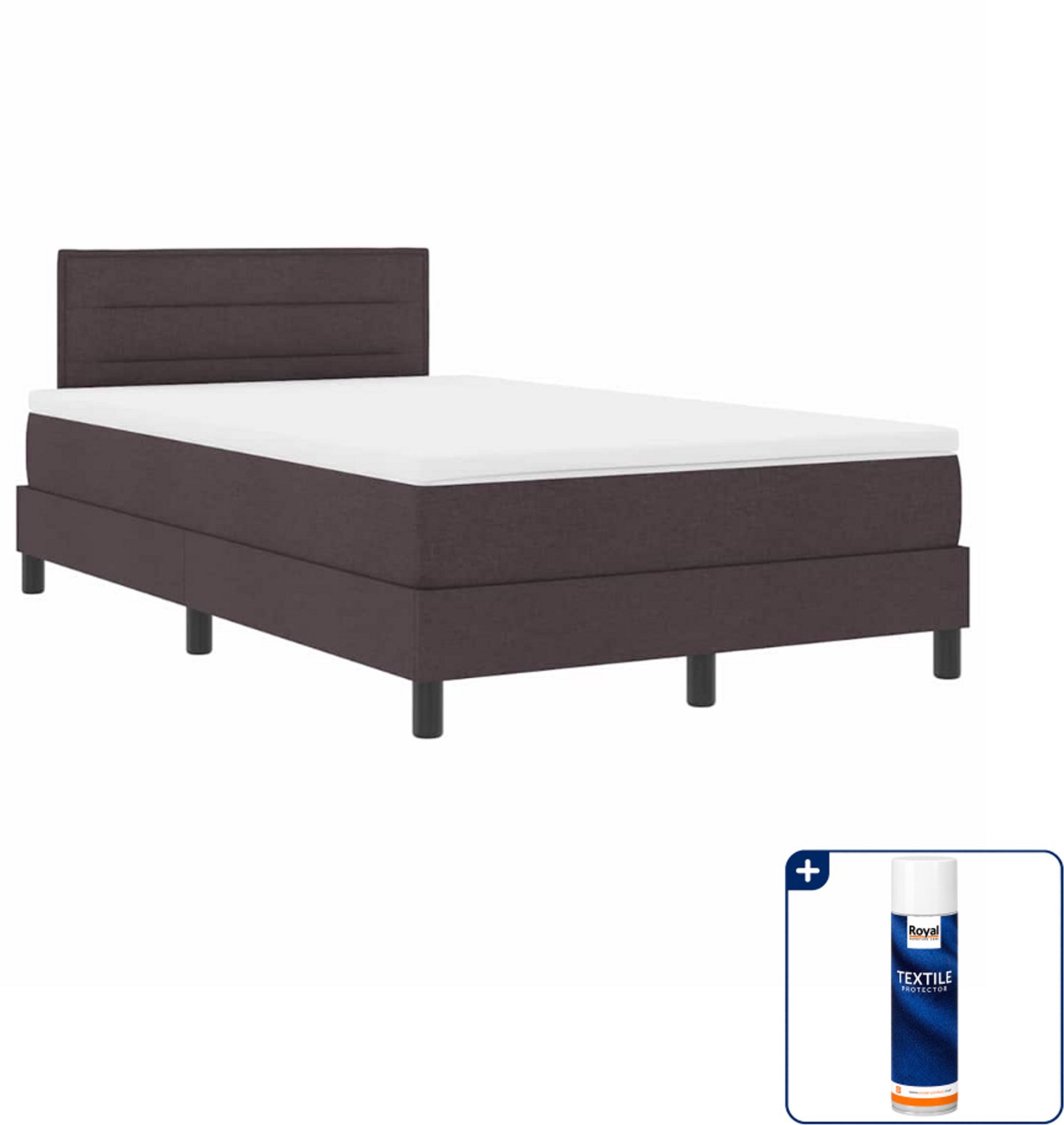 vidaXL boxspring met matras en led - 120 x 200 cm - stof - donkerbruin - Inclusief textielbeschermer 500 ml