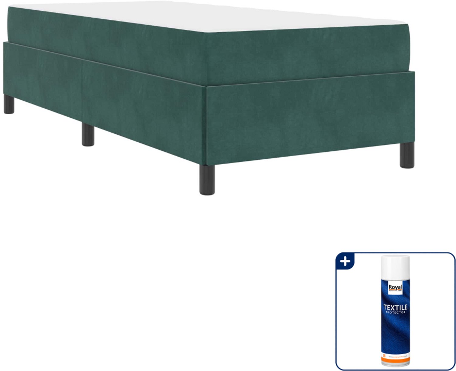 vidaXL bed met matras - 90 x 200 cm - bewerkt hout - donkergroen - Inclusief textielbeschermer 500 ml