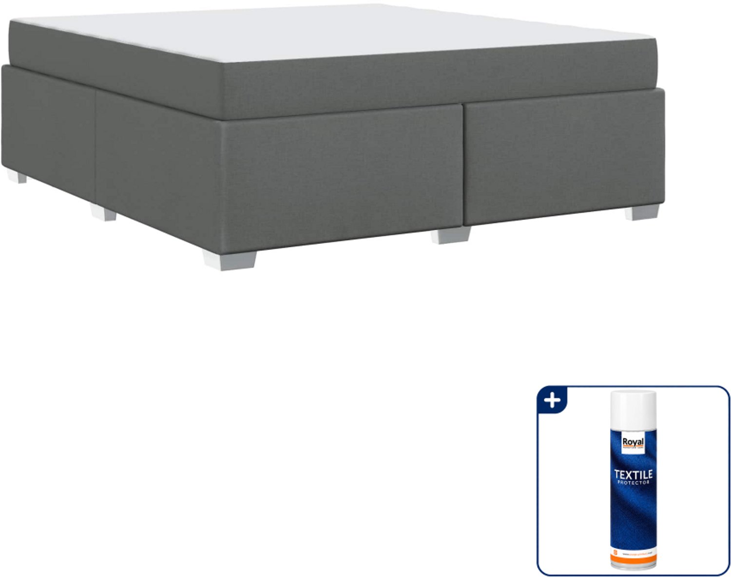 vidaXL Bed met matras - Kingsize - 180 x 200 cm - donkergrijs - Inclusief textielbeschermer 500 ml Bruin