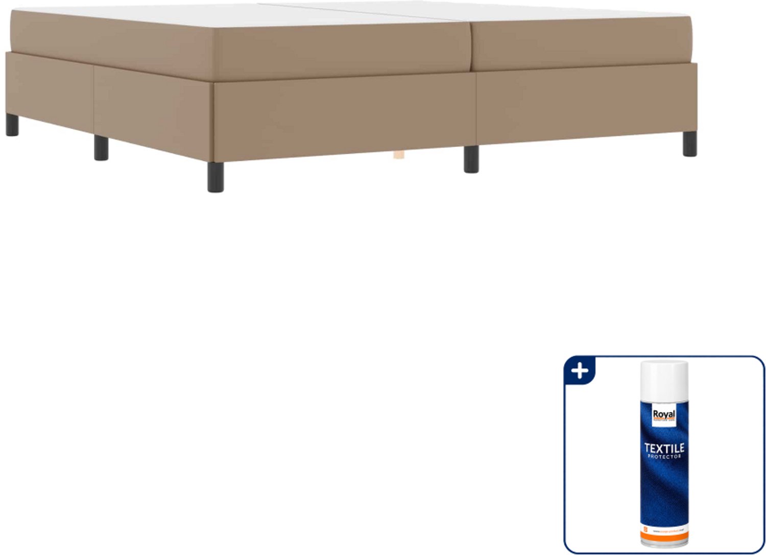 vidaXL bed met matras - 200 x 200 cm - stof - cappuccino - Inclusief textielbeschermer 500 ml Bruin