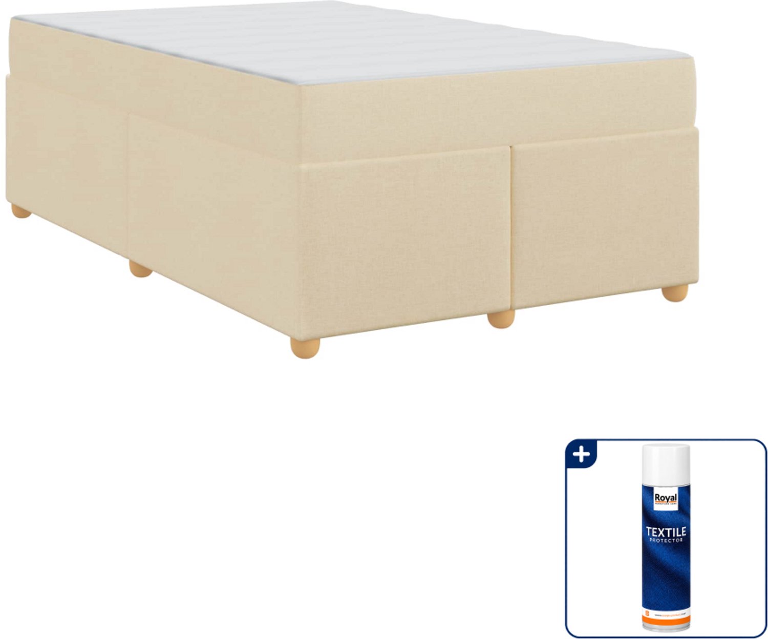 vidaXL bedframe met matras - 120 x 190 cm - stof - crème - Inclusief textielbeschermer 500 ml Bruin
