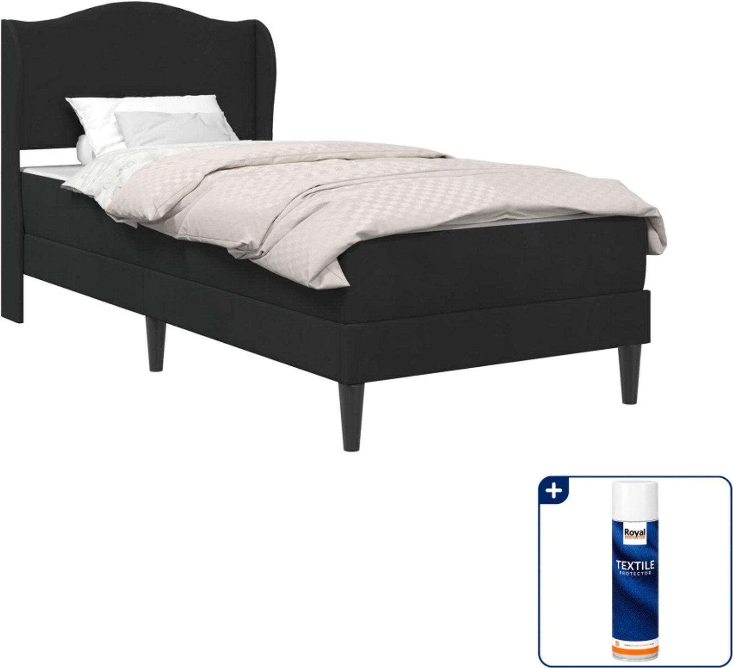 vidaXL bedframe met matras - 90 x 190 cm - fluweel - zwart - Inclusief textielbeschermer 500 ml