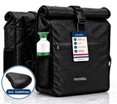 Morelia® Fietstas Dubbele Rolltop - Incl Waterdichte Zadelhoes - 100% Waterdicht (48 Liter Zwart) - Fietstassen - Fietstassen Electrische Fietsen - Fietstassen Dubbel - Tarpaulin materiaal