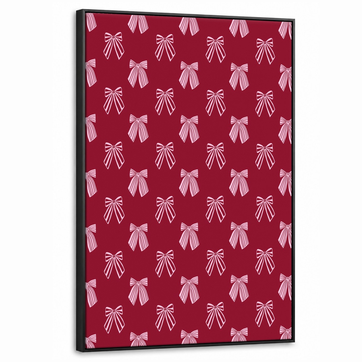 Canvas Schilderij met Baklijst 60x90cm - Strikken - Kerst - Burgundy - Roze - Muurdecoratie woonkamer - Slaapkamer decoratie - Kamer accessoires - Schilderijen op canvas met lijst