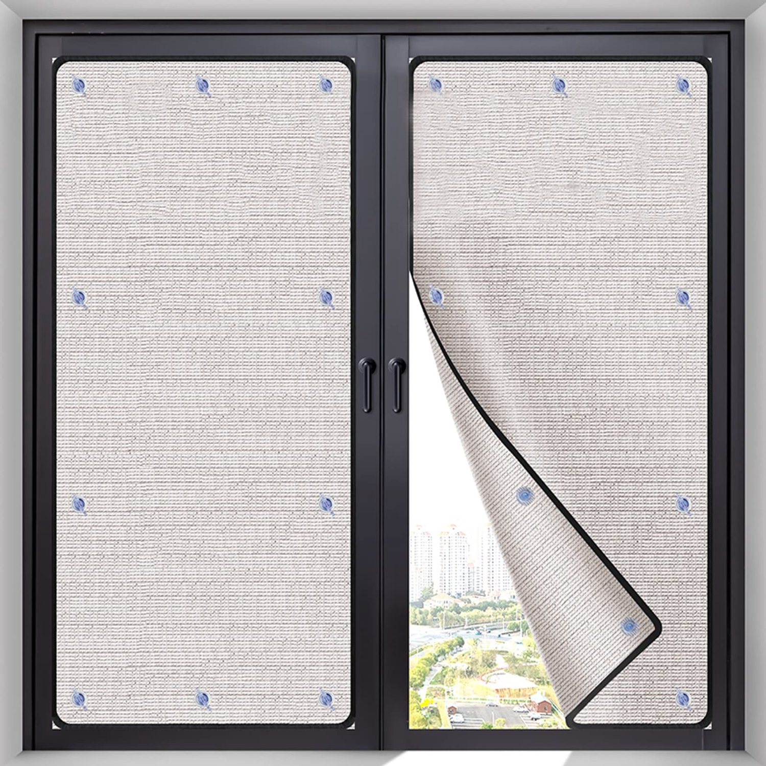 Famanu Reflecterende raamfolie, zonwerende folie en privacyfolie, aluminium isolatiefolie, anti-UV vensterfolie, energiebesparend, aanpasbaar voor binnen en buiten (70x150 cm