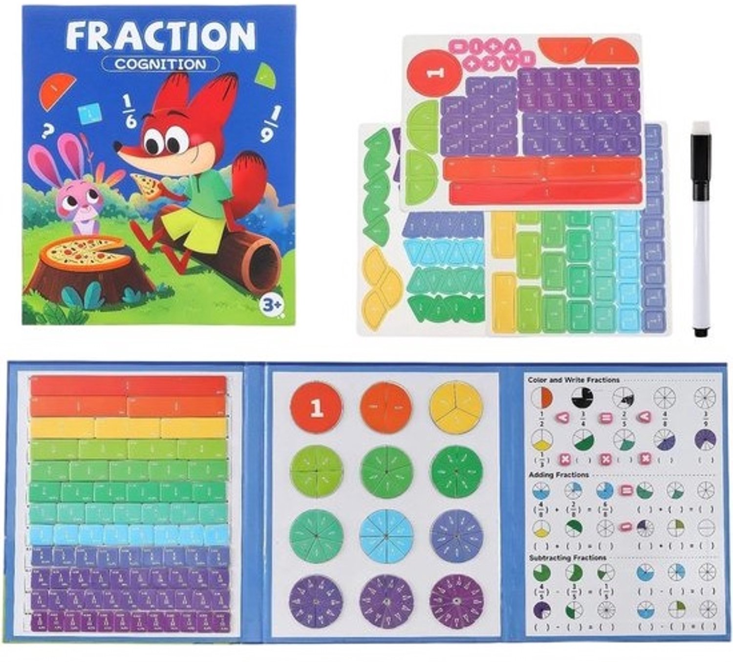 Magnetisch Breuken Boek - Wiskunde Puzzel - Breuken Leren - Interactief Leermateriaal - 22 x 18.6 x 1.5 cm - Uniek