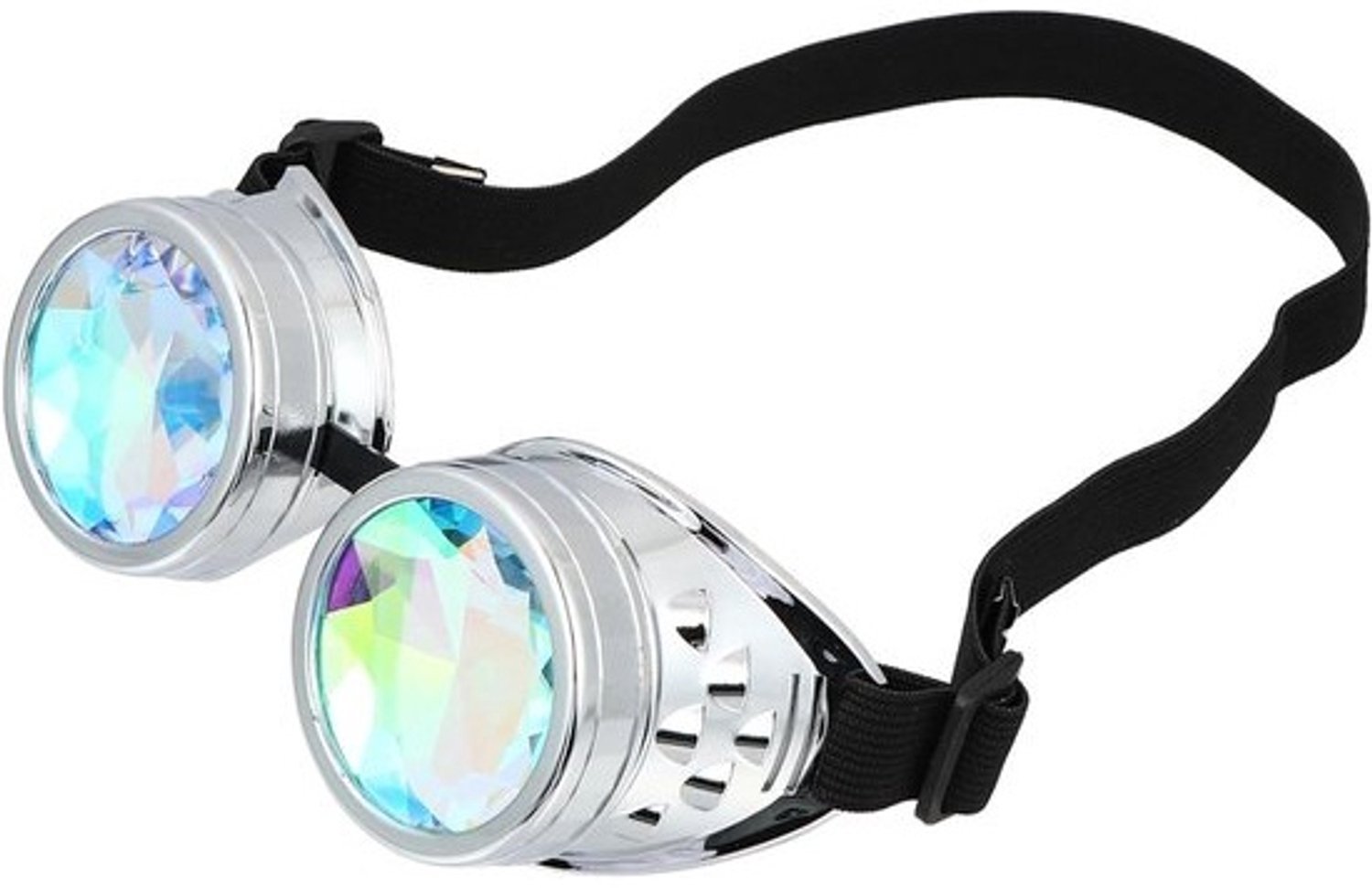 Caleidoscoop Bril - Feestbril Prisma - Festival Accessoire - Unieke Kleurervaring - 3 Stuks - Zilver