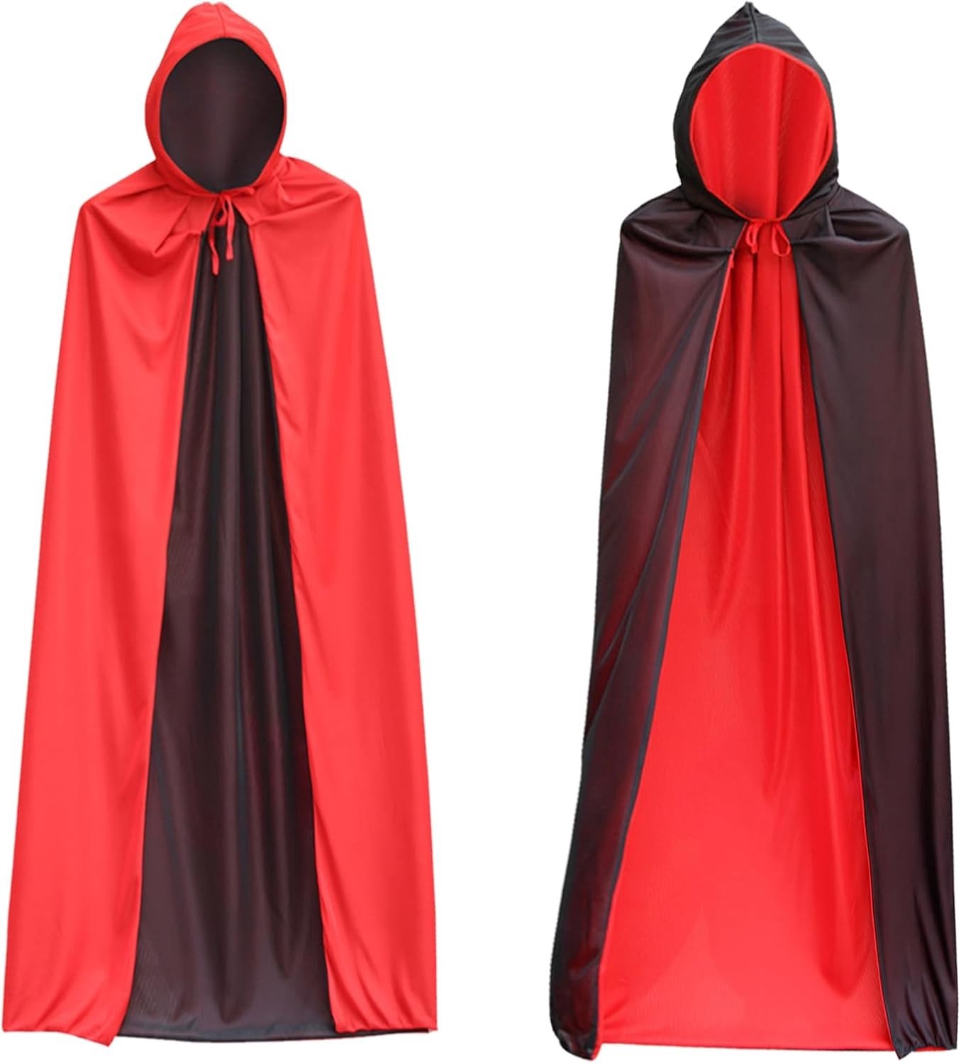 Vampier Kostuum - Zwart met Rood - 120 cm - Dubbellaagse Cape met Capuchon - Voor Volwassenen en Kinderen