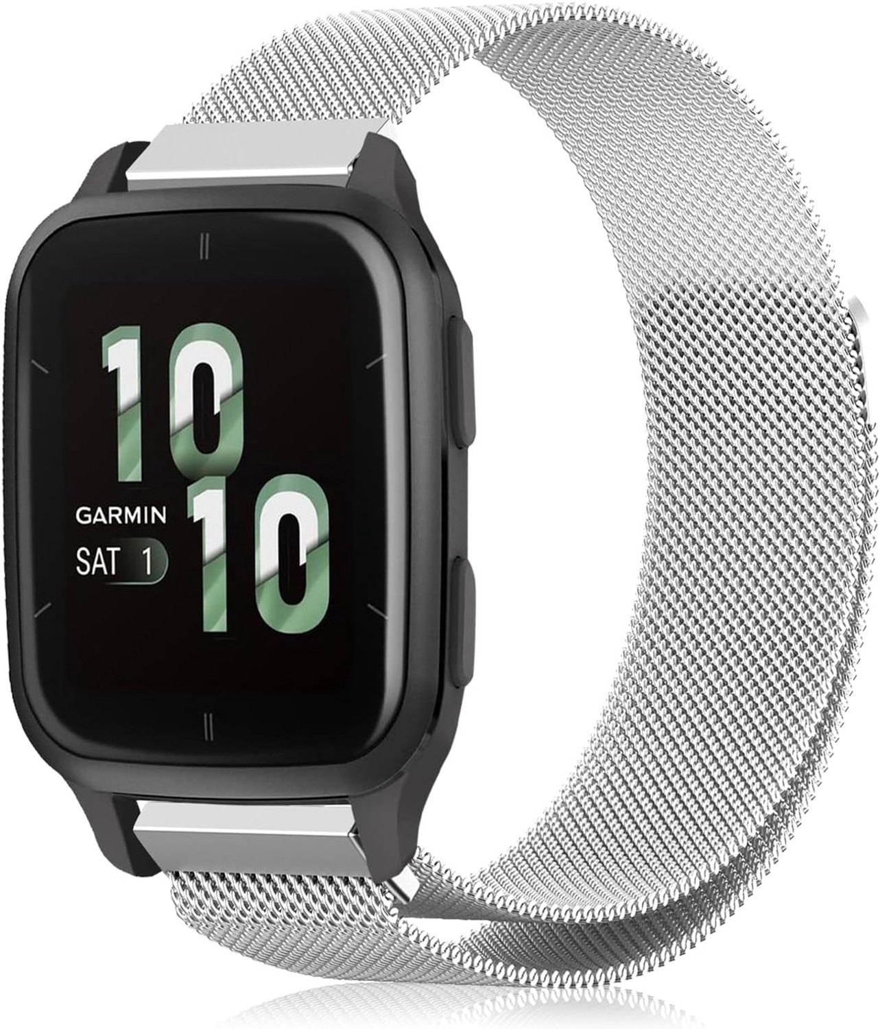 Armband voor Garmin Venu Sq 2 - RVS Gaas Magnetische Armband - Zilver - Stijlvolle upgrade voor je smartwatch - ShopVlot