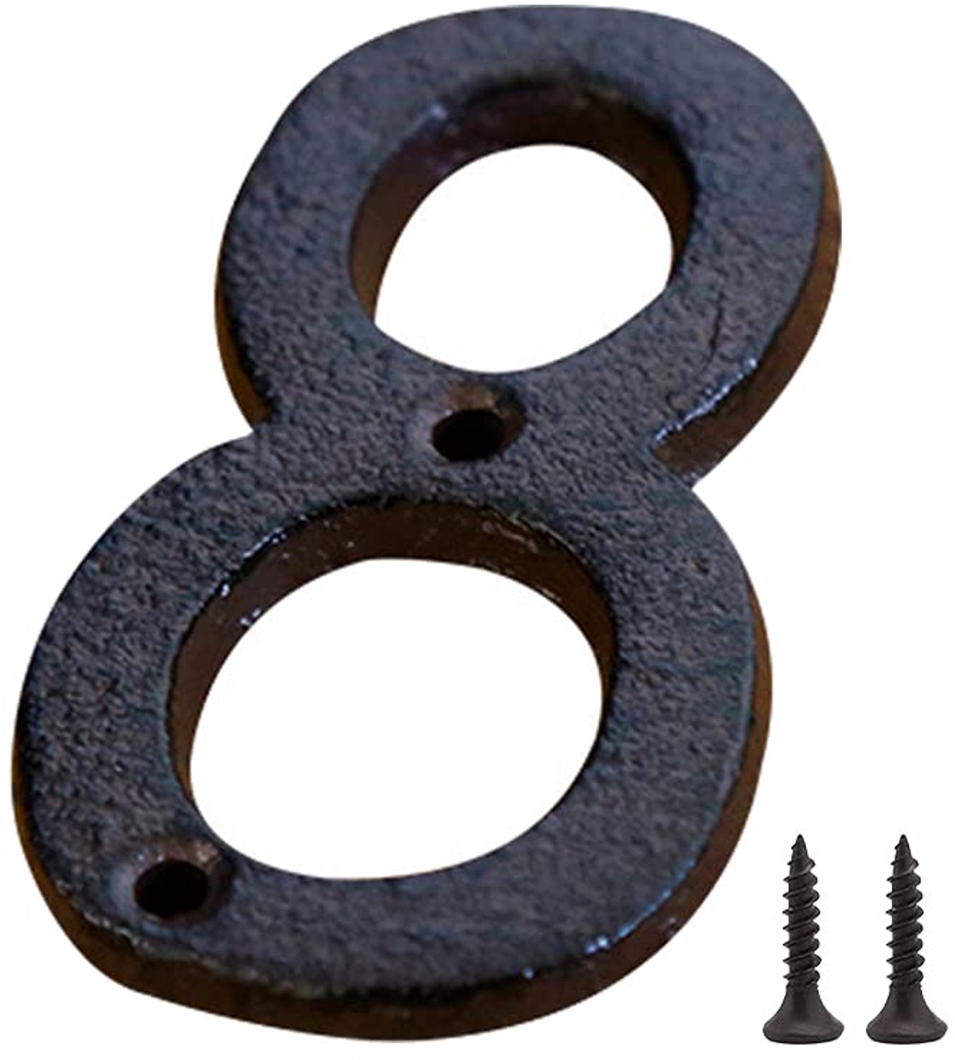 Zayookey Retro Iron Numbers Rustic Cast Iron Home Address Number Small Metal Numbers Wrought Signs for Home, Street, Door, Mailbox, Fence (number 8)