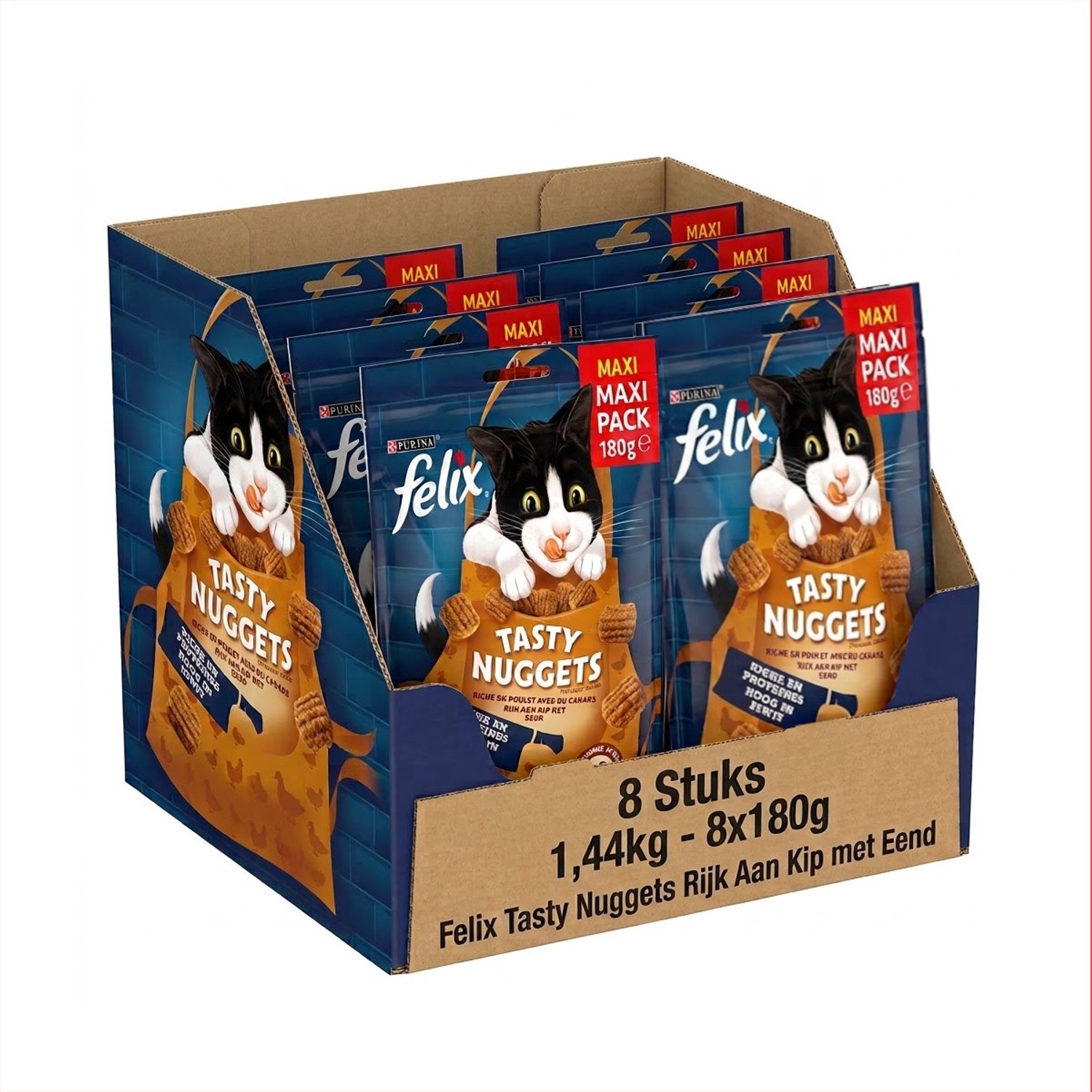Felix Tasty Nuggets - Multipack - Kattensnacks - 1440g (8x180g)