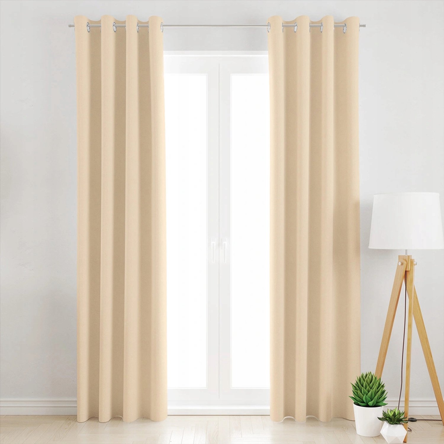 Kant-en-klare Velours Gordijn - Beige, 300x230 cm - Inclusief Gordijnband
