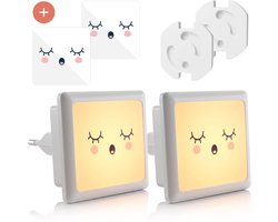 Nuvance Nachtlampje - Nachtlampje Kinderen - 2 Stuks - Nachtlampje Stopcontact - Dimmen - Stopcontact Lampje - Nachtlamp Kind
