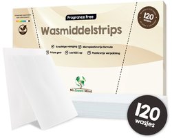 Mr. Green Mind Wasstrips 120 Wasbeurten Parfum Vrij Wasmiddel Wasstrips Wasmiddeldoekjes incl. wasverzachter