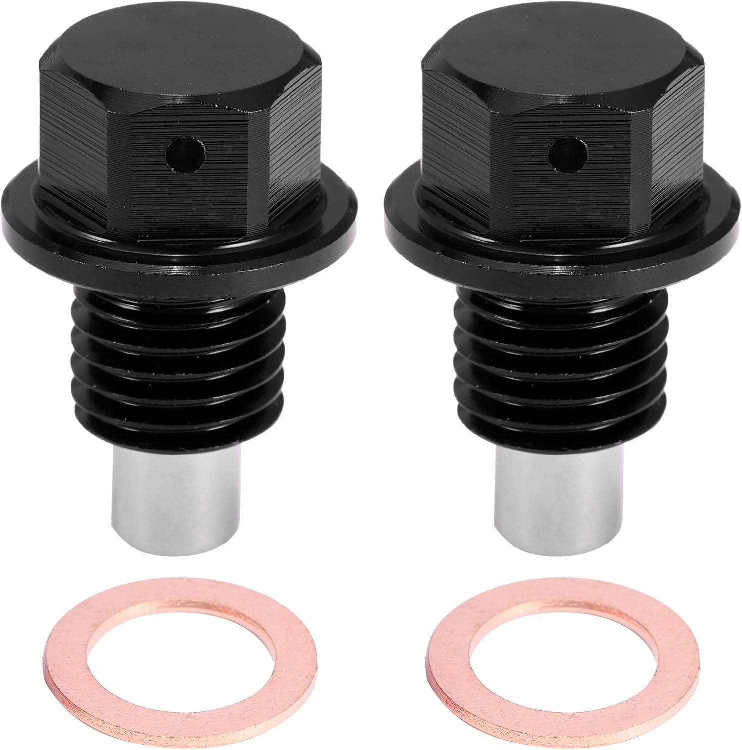 A ABSOPRO 2 Set M12x1.5 Oil Drain Plug Aluminum Alloy with 2 Gaskets Black - ShopVlot