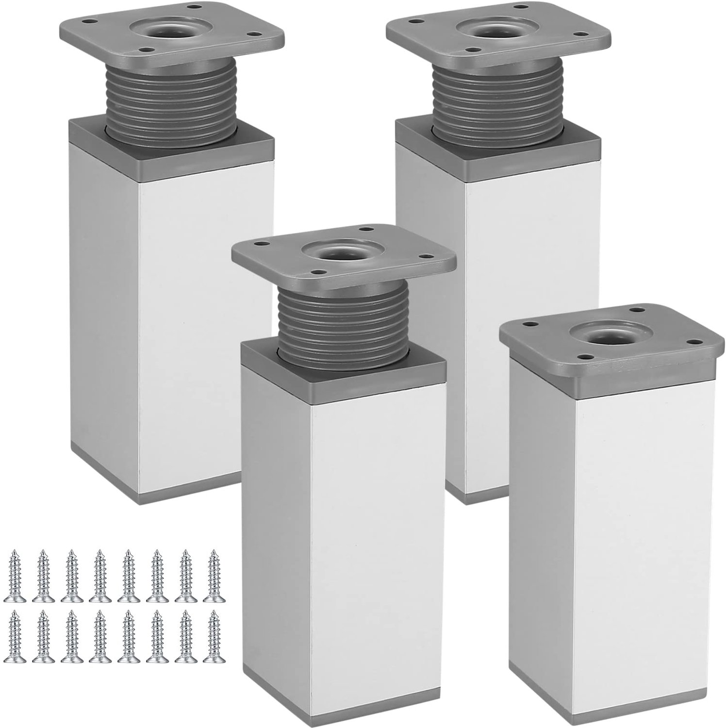 Gaomoeny 4 stuks meubelpoten, in hoogte verstelbaar, hoekig, kastpoten, tafelpoten, aluminiumlegering voor - ShopVlot