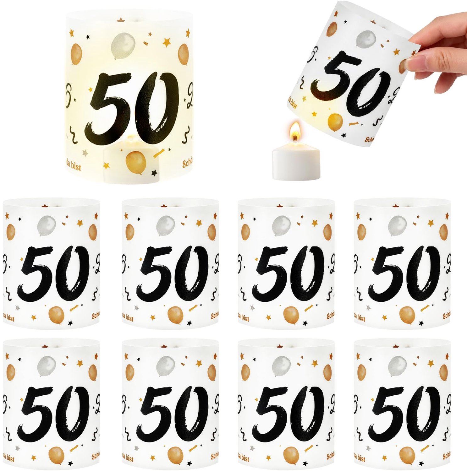 Kandelaars 12 stuks - Tafelkaarsenhouder 50 jaar - Herbruikbaar - Perfect voor verjaardagstafels - ShopVlot