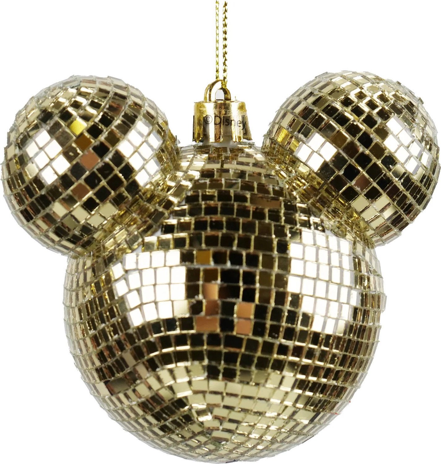 Kerstbal plastic Mickey oren disco goud 8,5 cm Disney