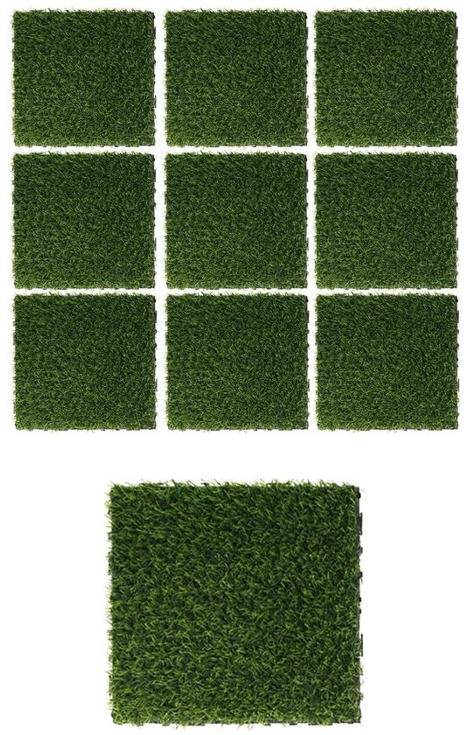 Kunstgras Tegels - Tuintegels Gazonlook - Buitenruimte Verfraaien - Eenvoudig Steeksysteem - 30 x 30 cm - Groen