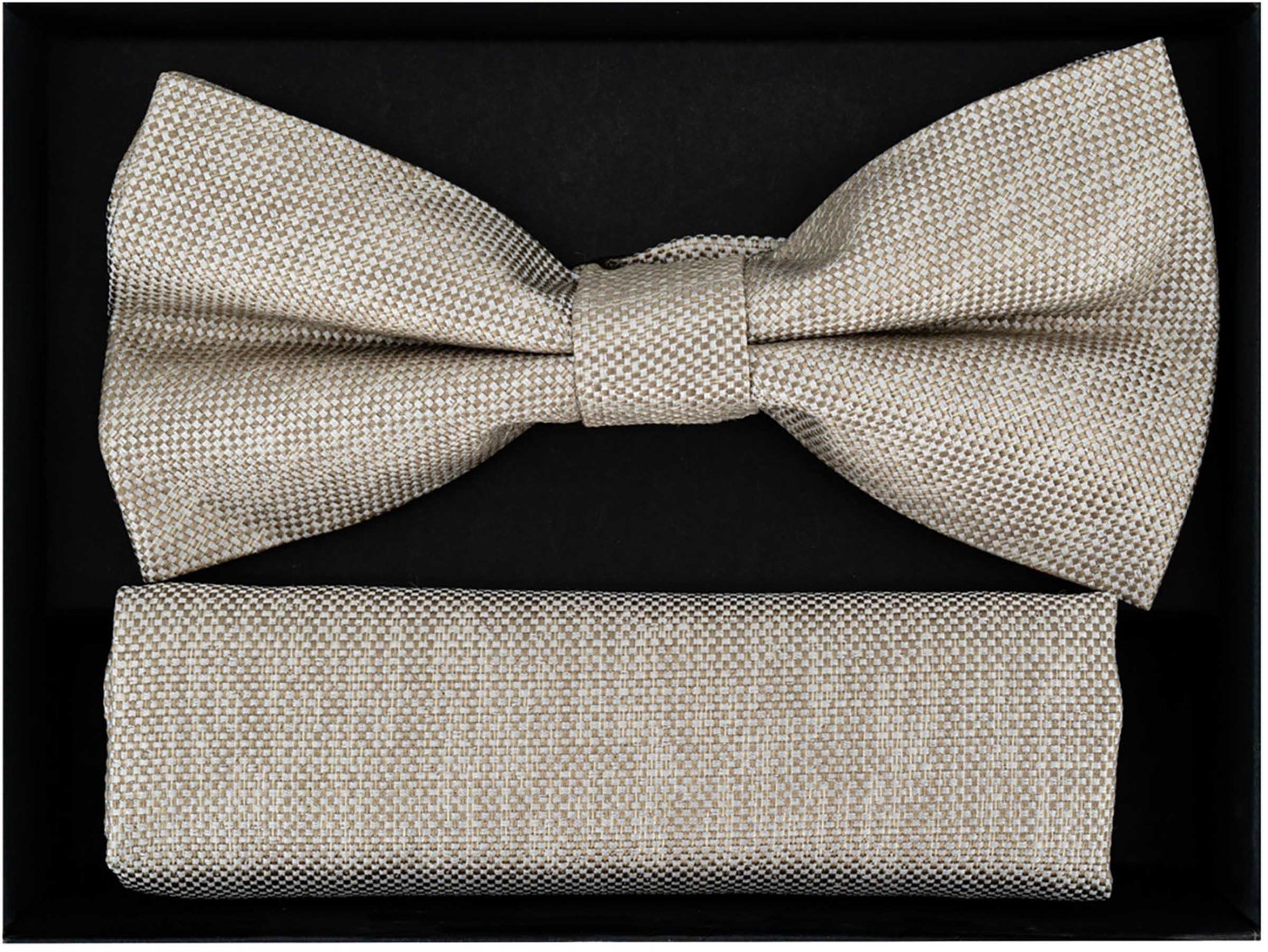 LINDENMANN heren set strikje met pochet - beige