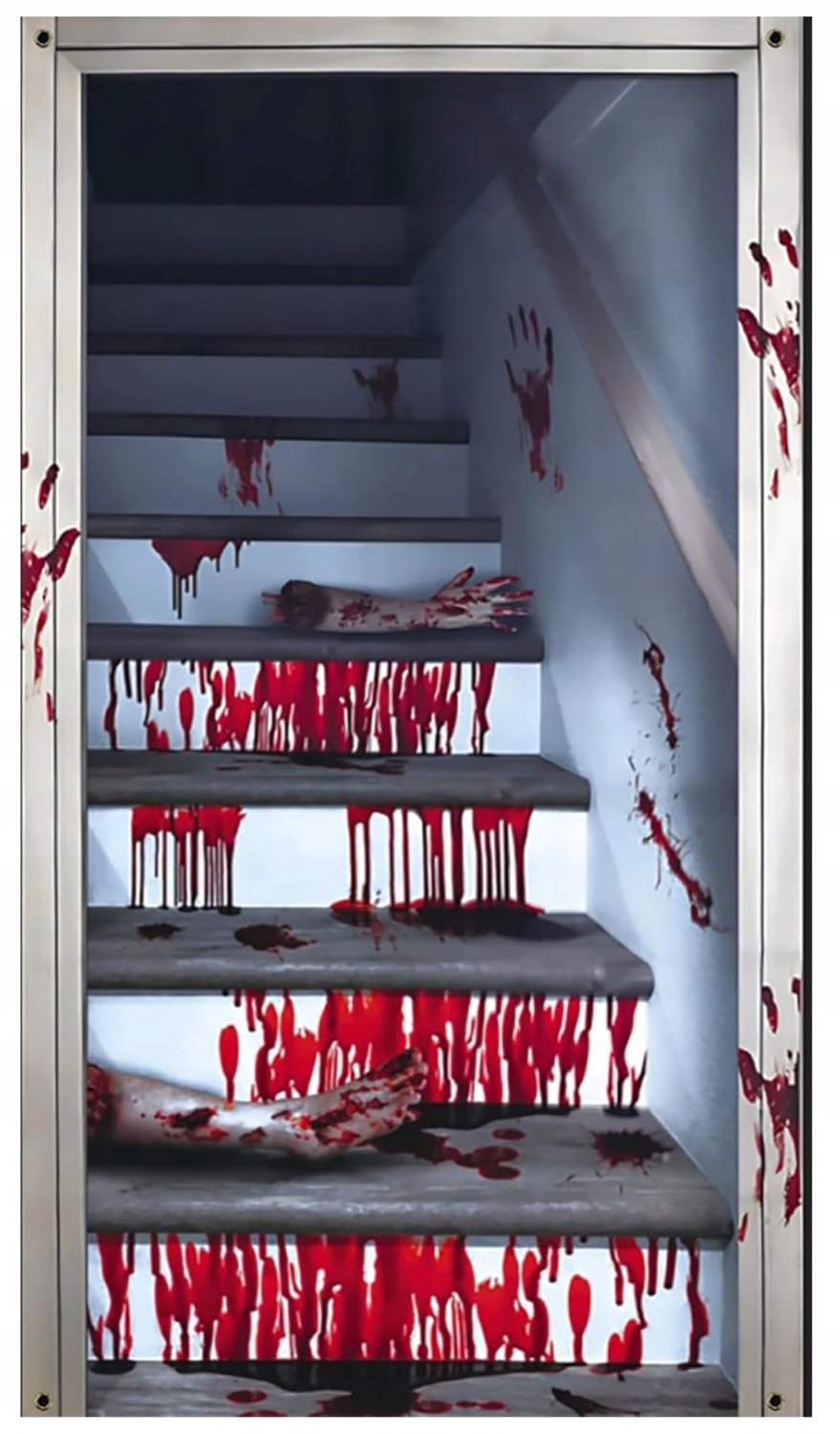 Halloween Deur Gordijn 180x100 cm - Horror Bloed Decoratie