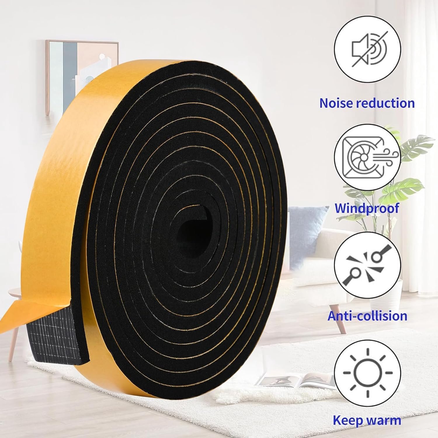 5M Schuimrubberen Tape, Zelfklevend, 25mm breed, 6mm dik, EVA-Weerstrip Met Hoge Dichtheid, Afdichting, Anti-vibratie, Anti-botsing, Schokbestendig Vo