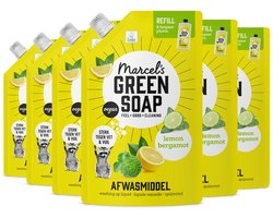 Marcel's Green Soap Afwasmiddel Navulling - Citroen & Bergamot - 6 x 500ml