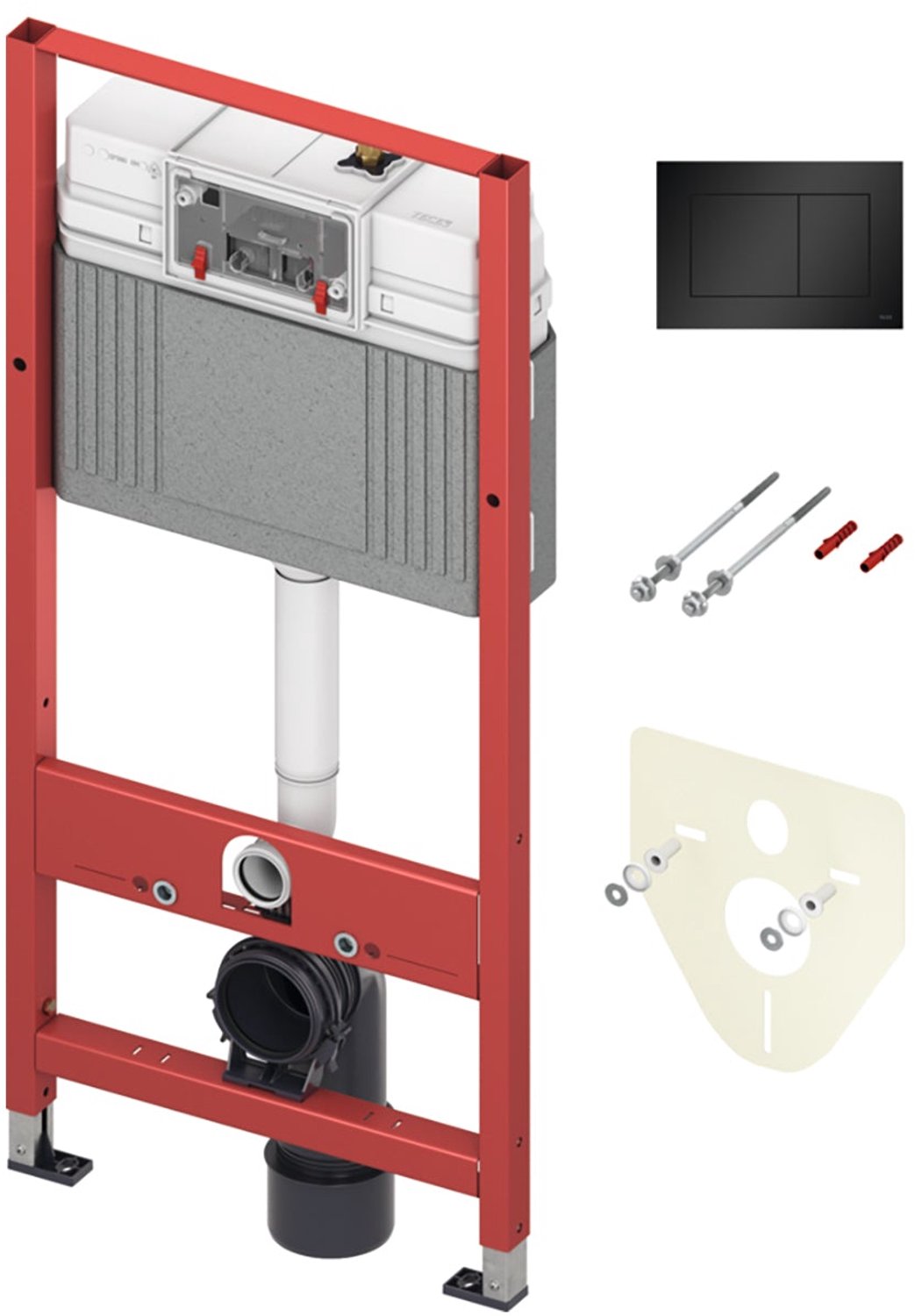 TECE Base Eco Inbouwreservoir met frame - 1120mm - Mat zwart bedieningsplaat