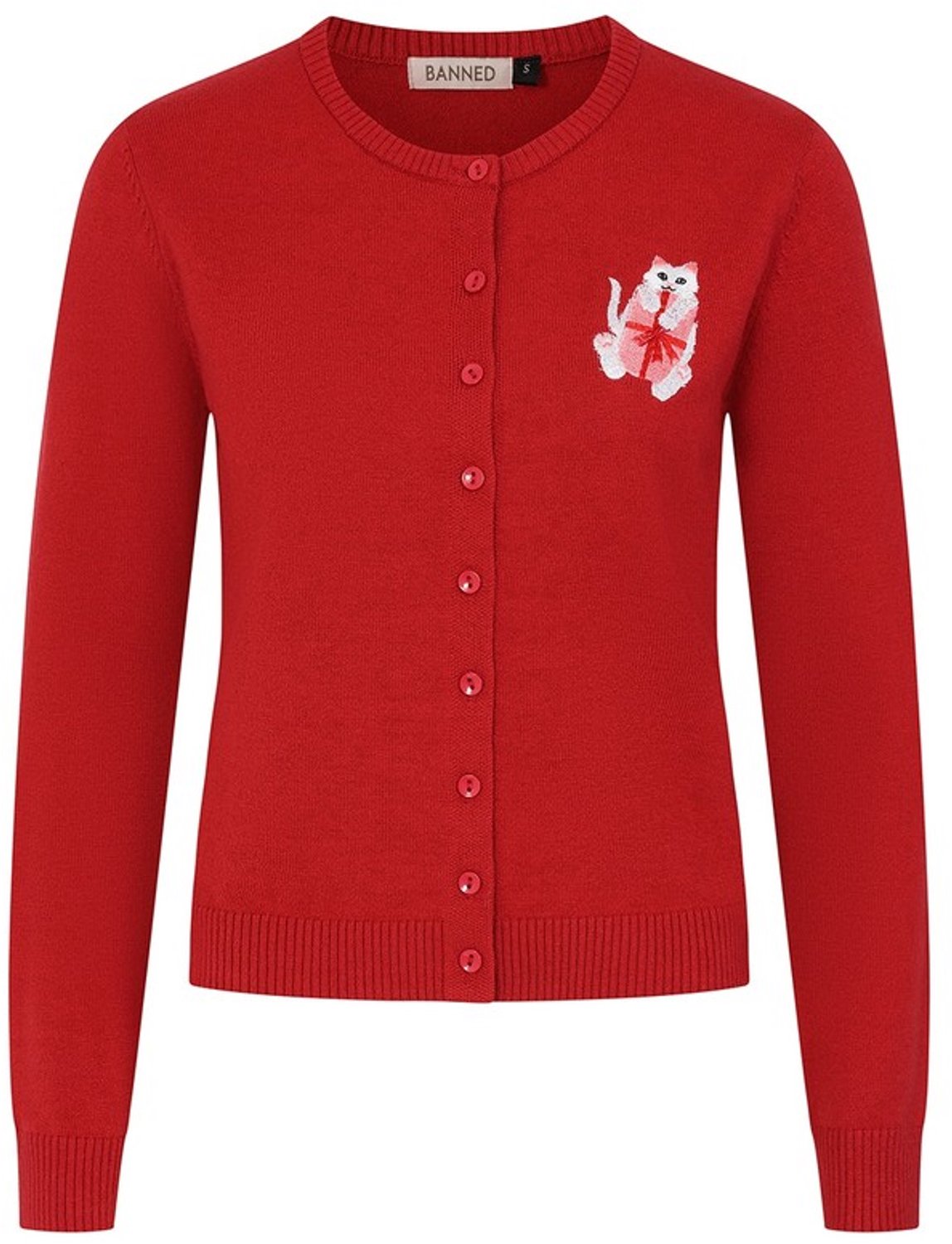 Banned - Angela Cat Cardigan - XL - Rood