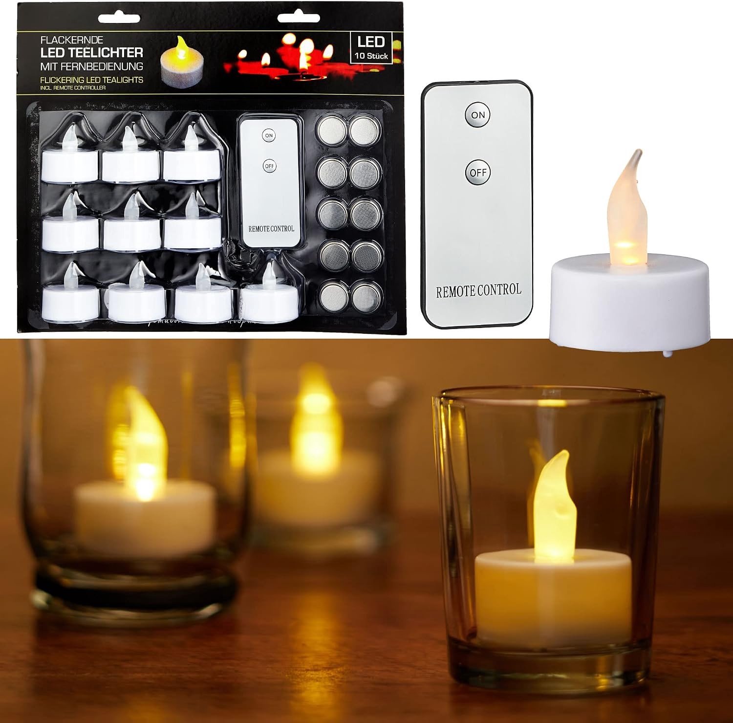 LED Theelichten Set - Wit - Set van 10 - Vlamloos met Afstandsbediening en Timerfunctie - Voor Decoratie