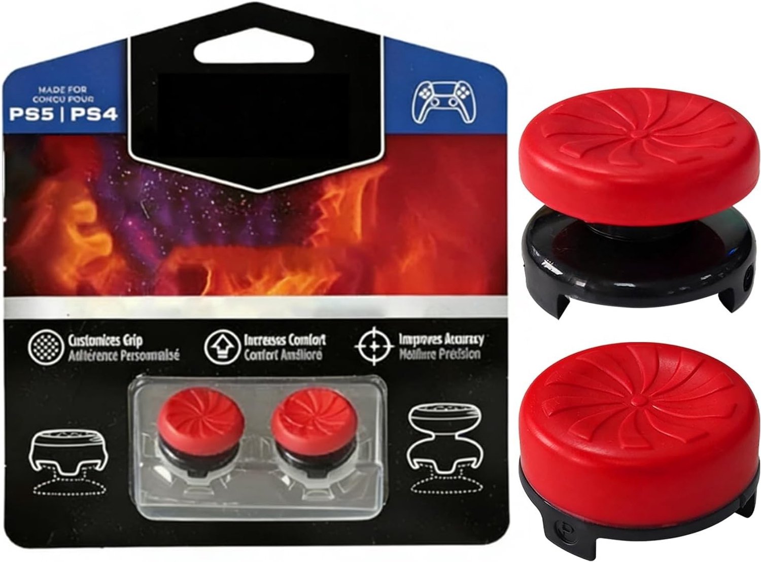 High Performance Joystick Doppen - Rood - 10 mm en 6,5 mm - Voor PS4/PS5 Controllers - Voor Nauwkeurige Controle