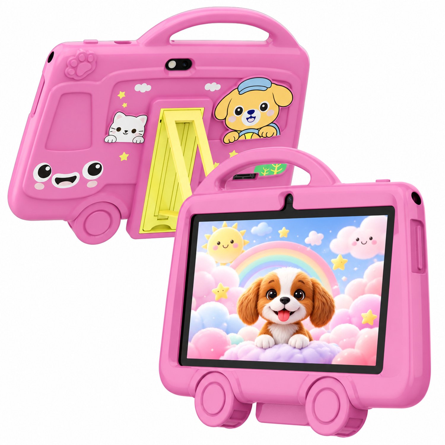 Kindertablet 7 inch met beschermhoes, 2 GB RAM + 32 GB opslag, wifi, Bluetooth en 3000 mAh batterij