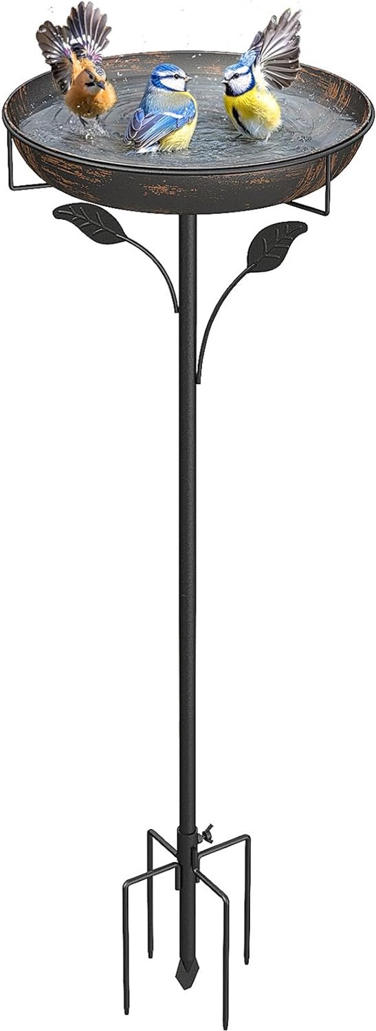 SnelShoppen - Vogelbad 30 cm Metalen Voederbak voor Buiten - Vintage Waterbak voor Wilde Vogels - Tuin Decoratie in Bronzen Kleur