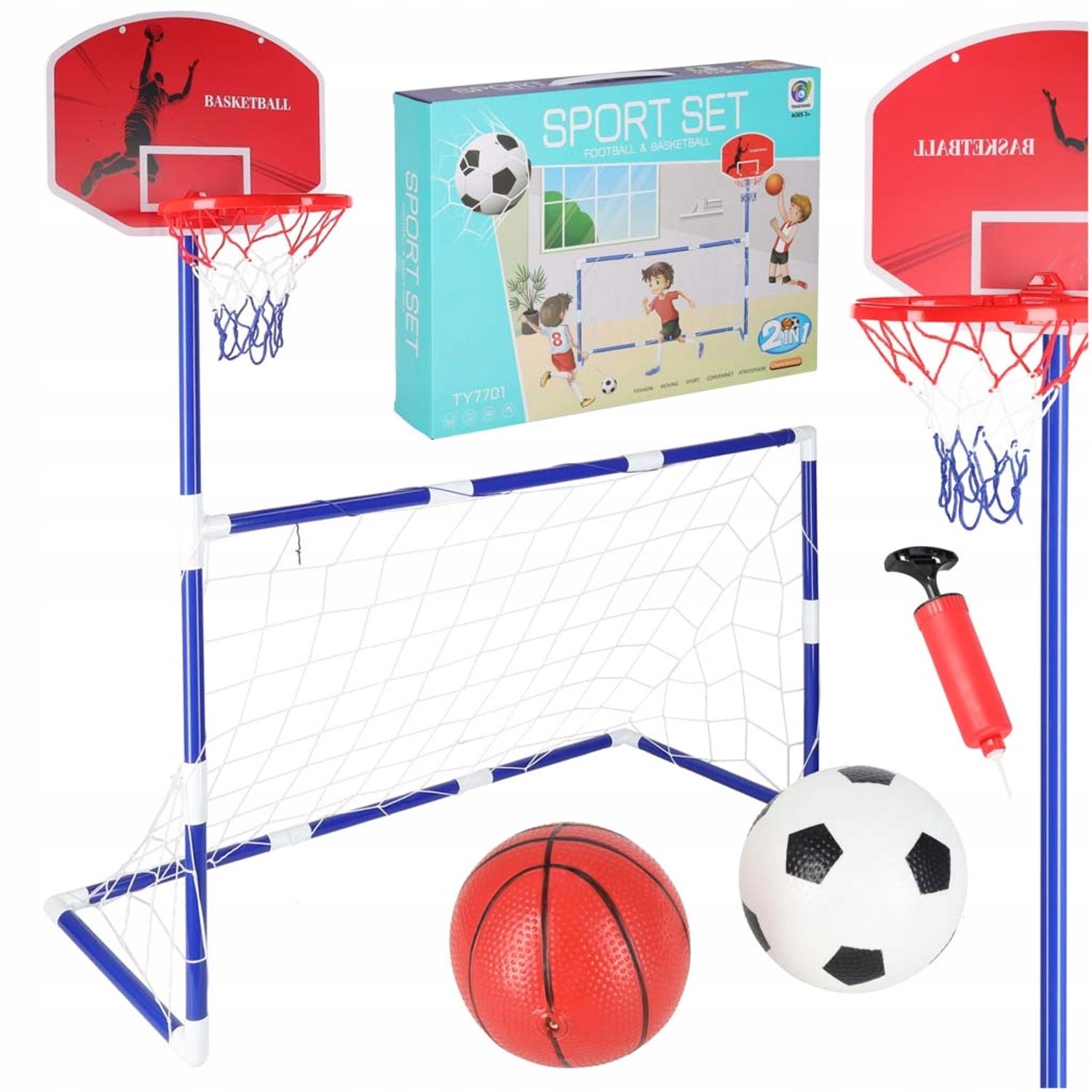 2-in-1 Sportset: Voetbaldoel & Basketbal voor Kinderen met Ballen