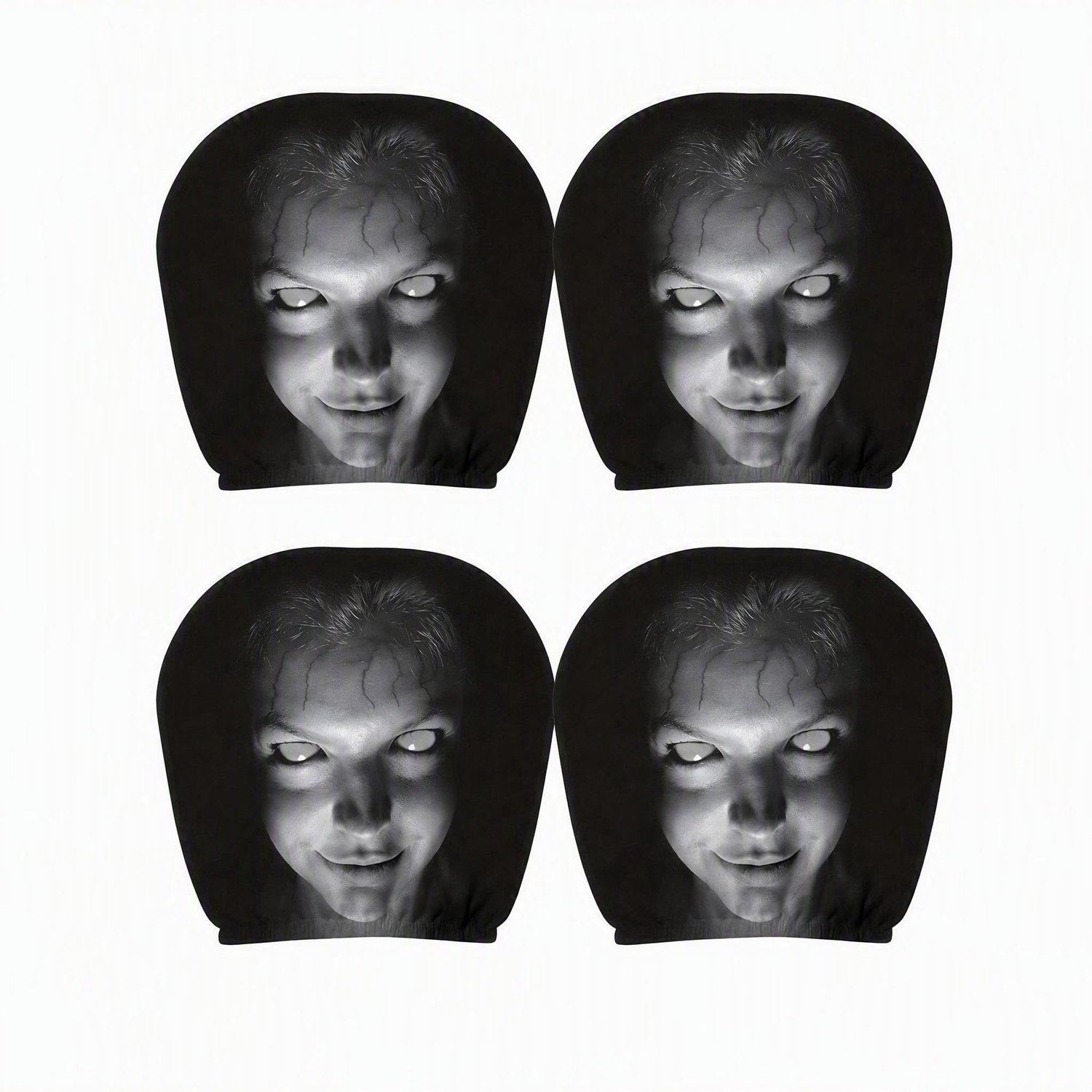 Hoofdsteun auto set van 4 - horror en griezelig motief - uniek design - perfecte aanvulling voor je auto - Vemera