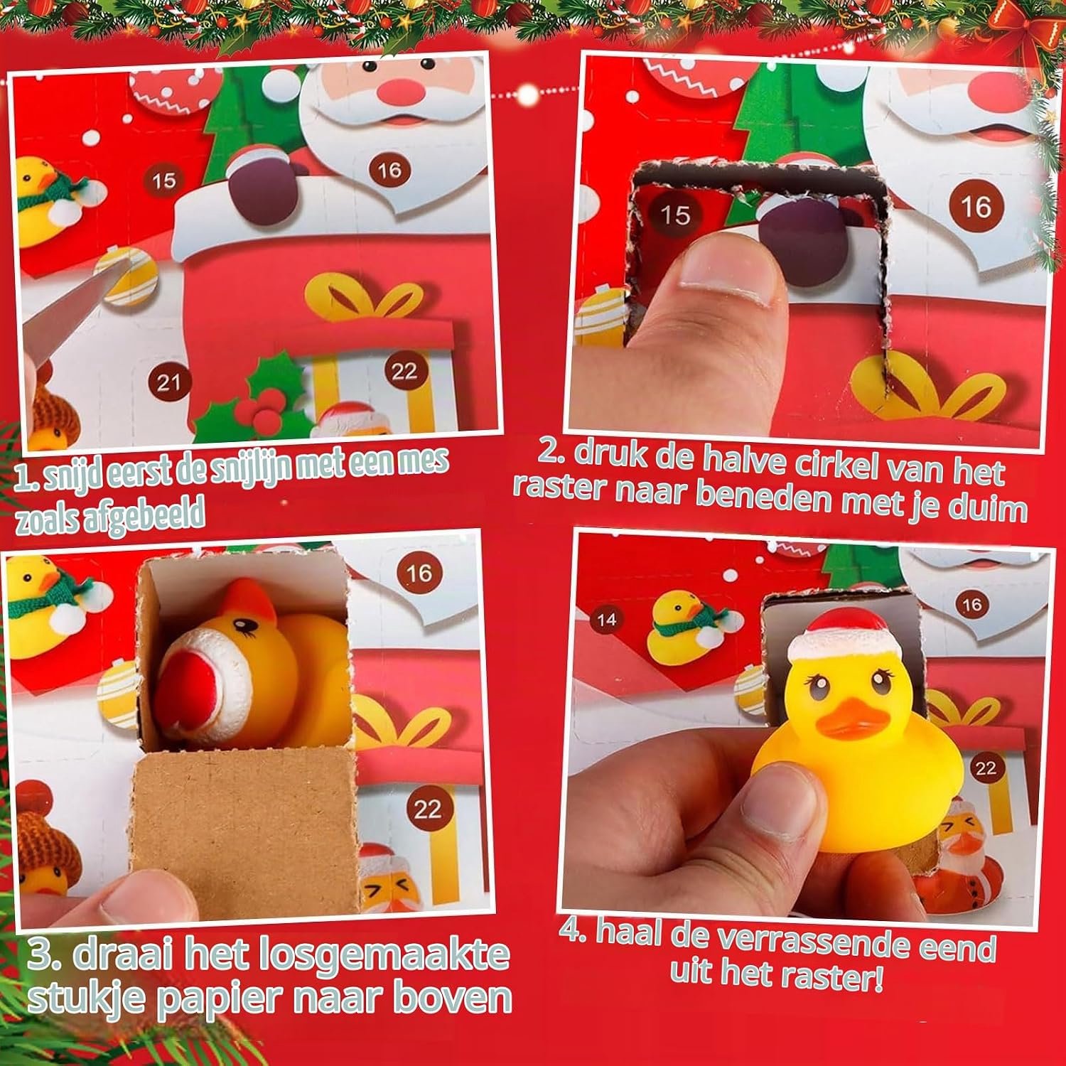 Adventskalender 2025 - 24 Stuks - Rubber En Squeaky Eenden - Verhoogt de Kerstverwachting - Homevero