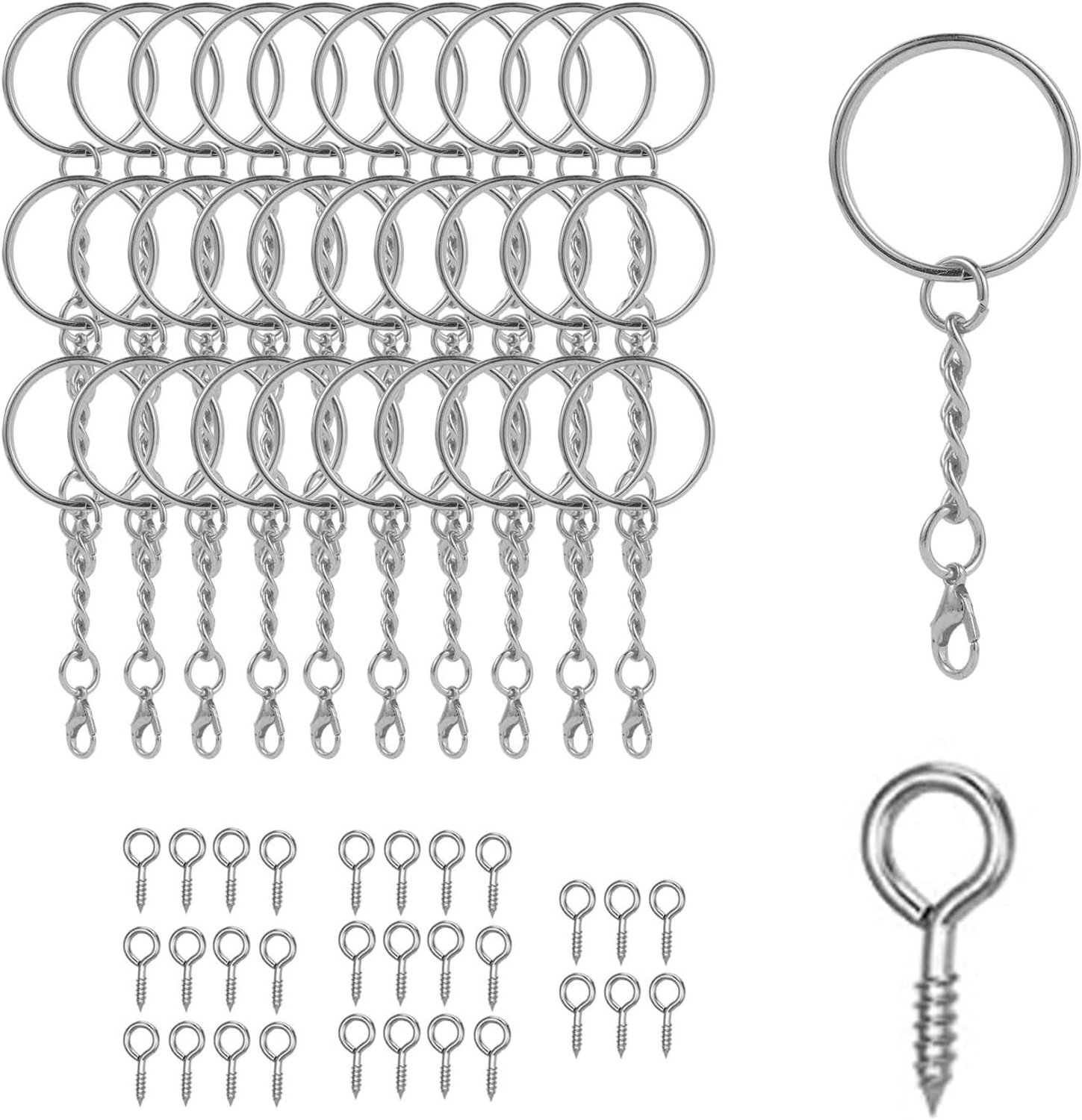 60x Sleutelhanger Karabijnhaak 25mm Set voor DIY Sieraden Maken