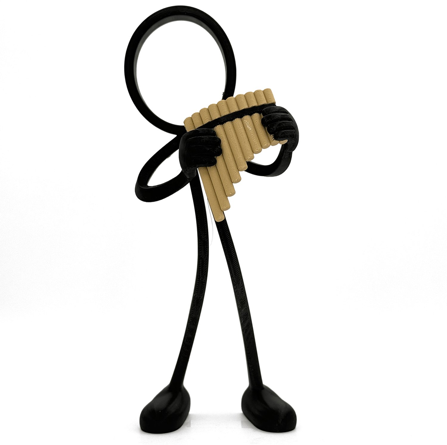 Stickyman Panfluitspeler - zwart - 20 cm hoog - zonder voetstuk
