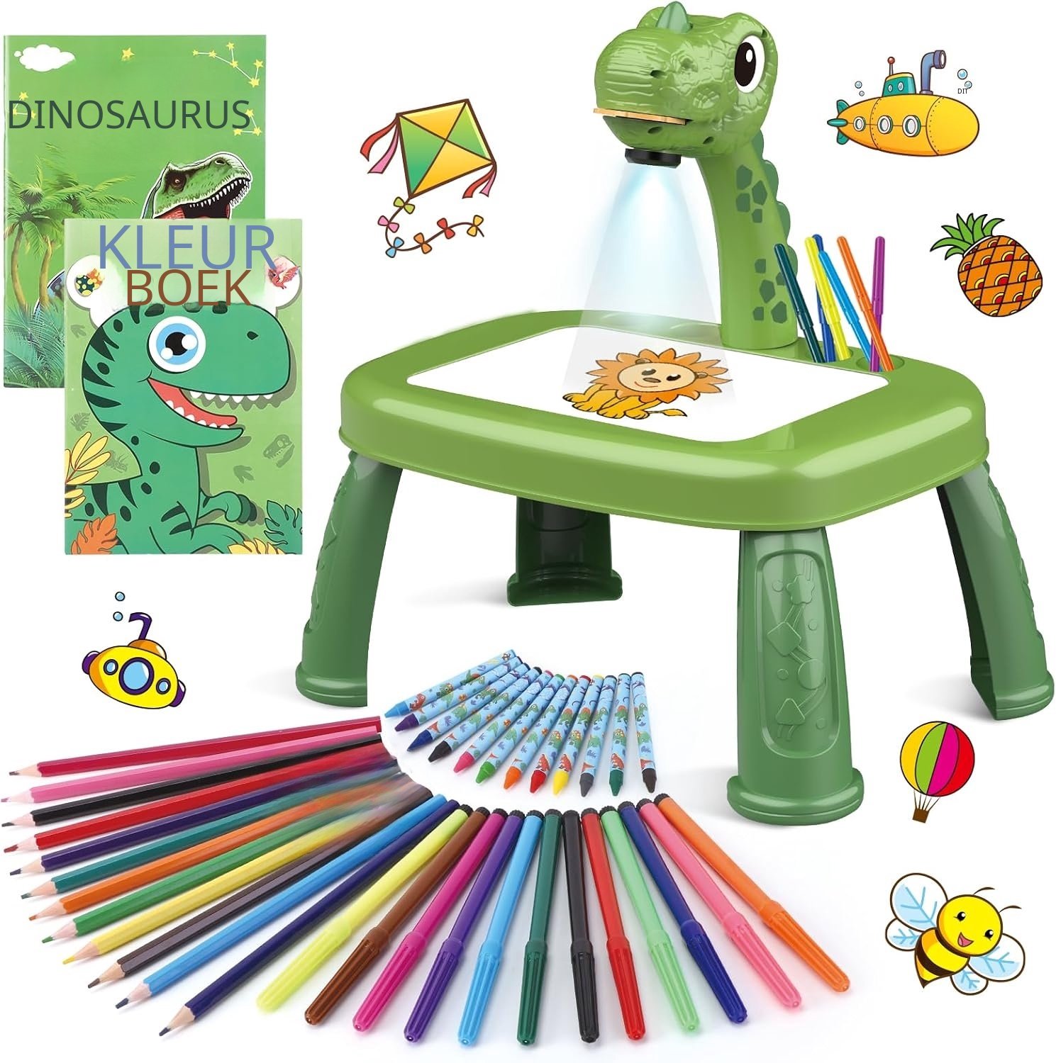 QEVA Tekenprojector Kinderen - Tekenprojector - Projectie Tekenbord - Groen - 32cm x 32cm x 37cm