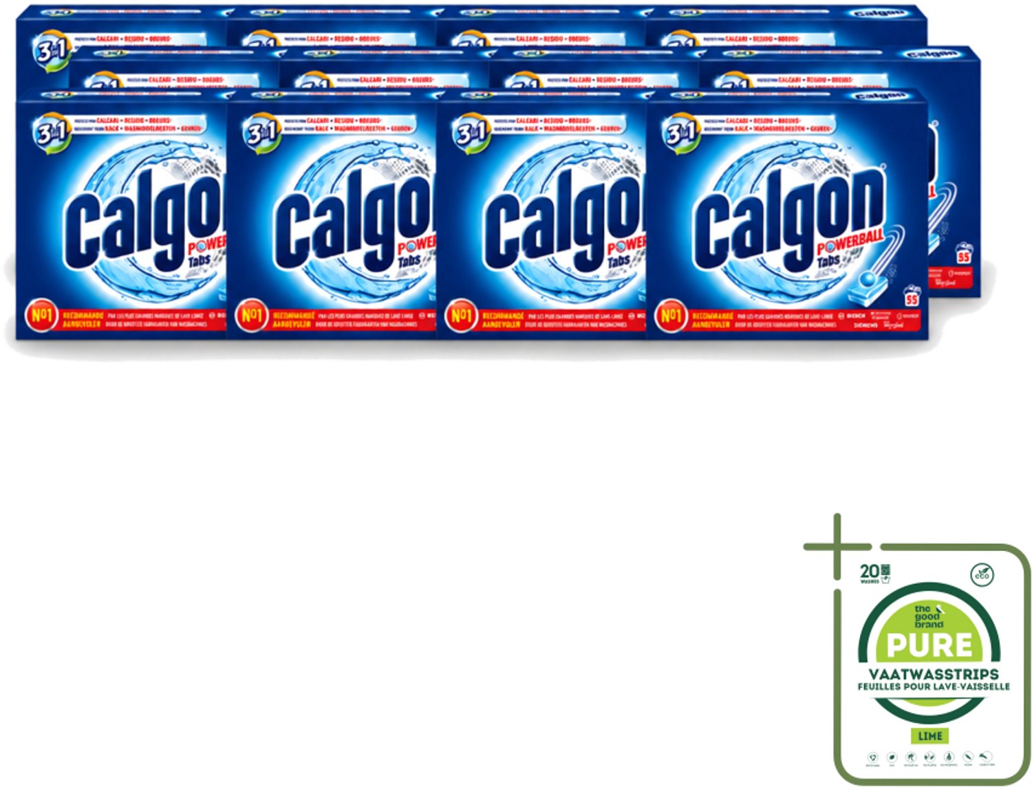 12 x Calgon - Wasmachinereiniger - Tegen Kalkaanslag / Wasmiddelresten / Geuren - 55 Tabletten - Grootverpakking - Wasmachine Reinigen - Kalkaanslag Voorkomen - Wasmiddelresten Verwijderen - Geuren Neutraliseren - Wasmachine Schoonhouden