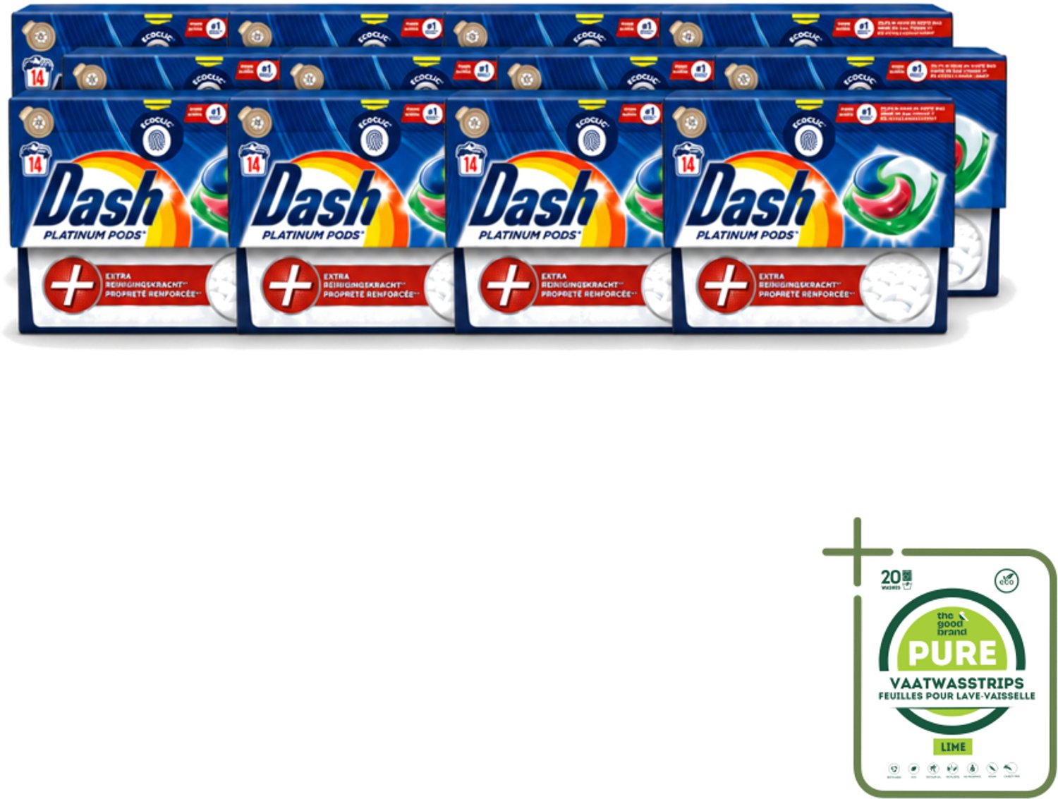 12 x Dash Platinum - Wasmiddel Capsules - Witte en Gekleurde Was - 14 Wasbeurten - Grootverpakking - Vaatwasstrips - Wasmiddel - Wascapsules - Vlekverwijdering - Frisheid - Wasmachine
