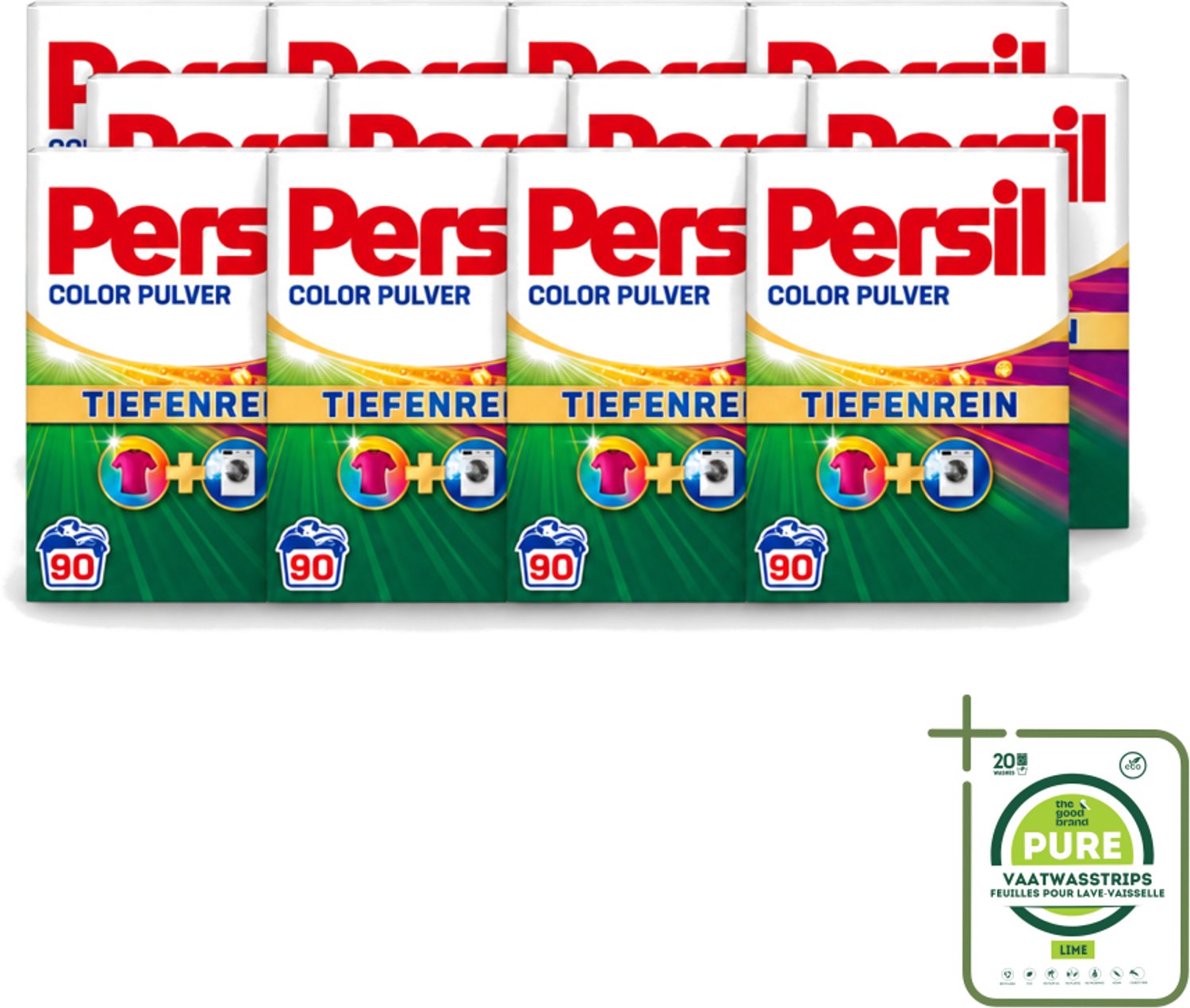 12 x Persil Color - Waspoeder - Gekleurde Was - 90 Wasbeurten - Grootverpakking - Vaatwasstrips - Waspoeder - Gekleurde Was - Vlekverwijdering - Kleurbehoud - Wasmachine