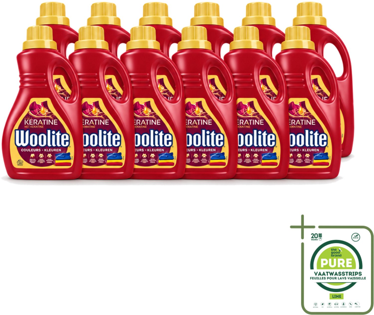 12 x Woolite Color - Vloeibaar Wasmiddel - Met Keratine - Gekleurde Was - 25 Wasbeurten - 1,5L - Grootverpakking - Vaatwasstrips - Gekleurde Was - Keratine Wasmiddel - Kleurbehoud - Vloeibaar Wasmiddel - Wasmiddel Voor Gekleurde Kleding