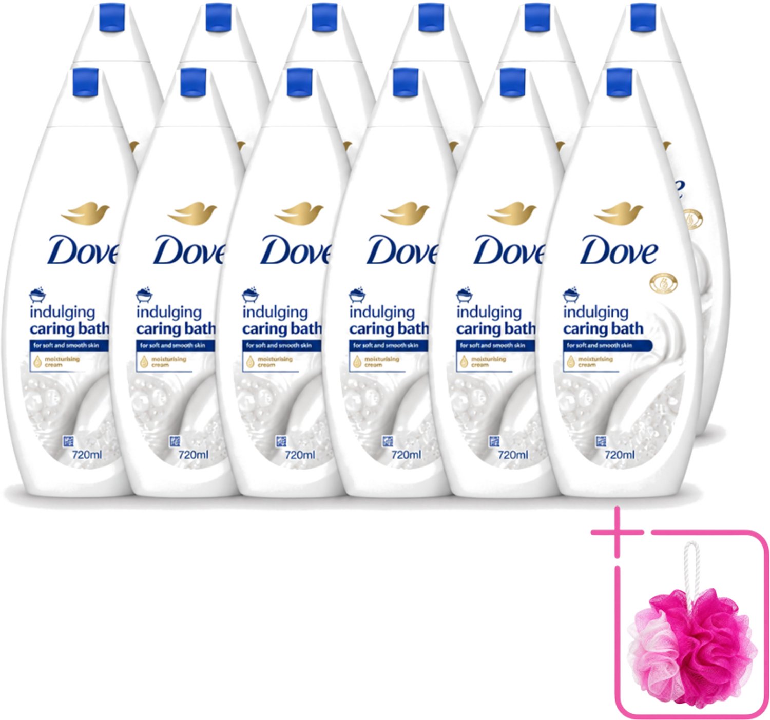 12 x Dove – Badcrème – Indulging Cream – 720 ml - Bulkverpakking - Badcrème - Douchemop - Badcrème 720 ml